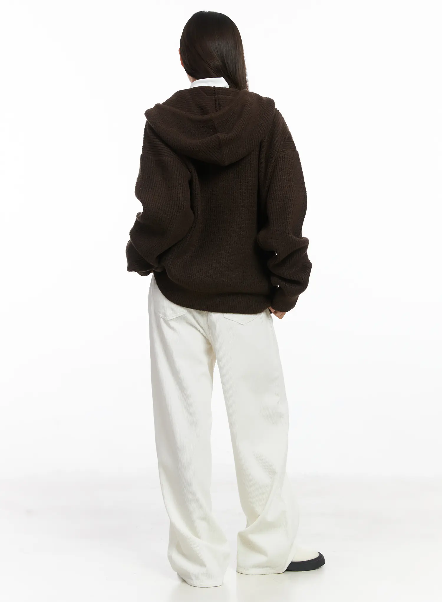 V-Neck Knit Hoodie CJ507 - Image 5