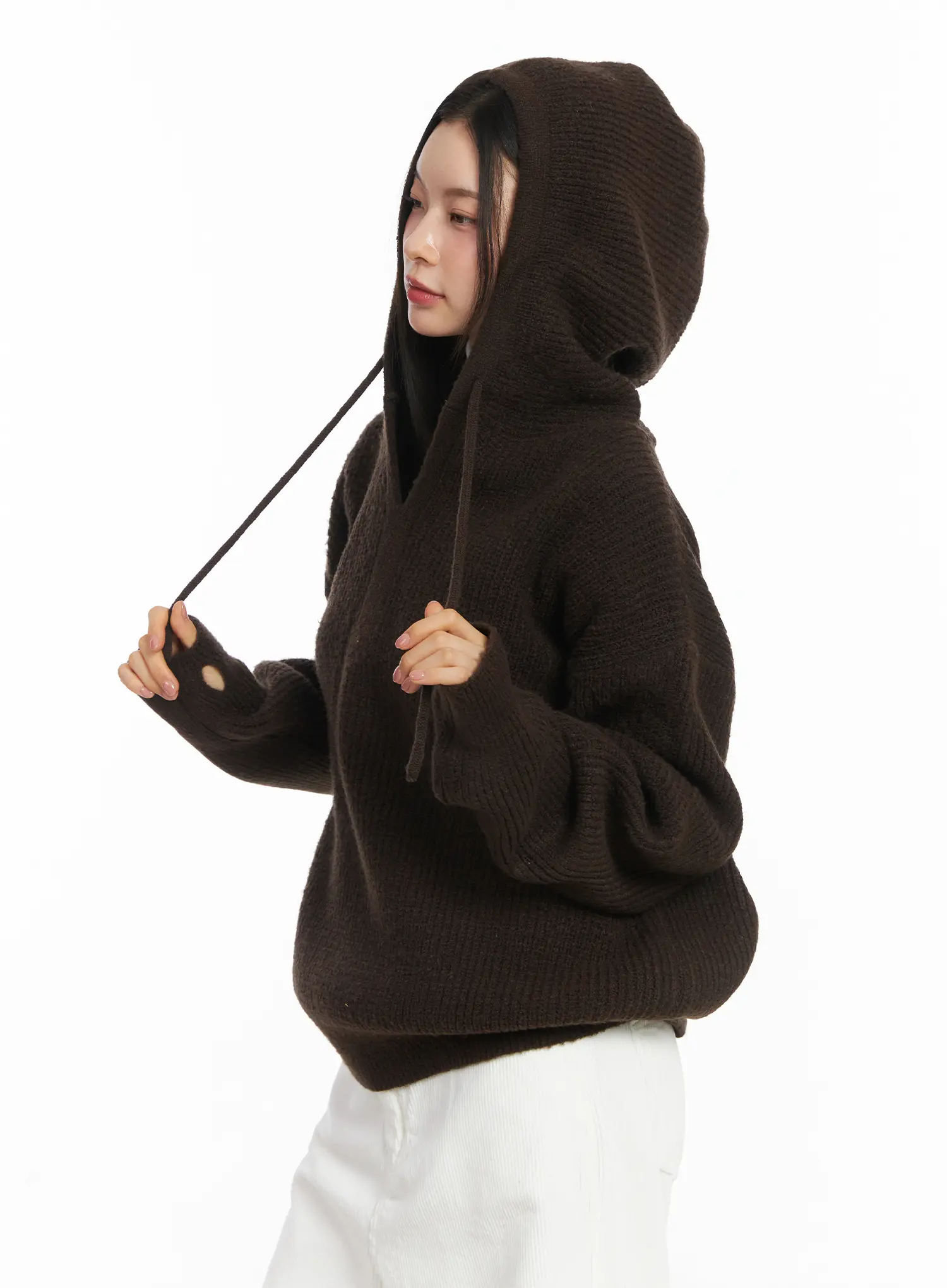 V-Neck Knit Hoodie CJ507 - Image 6