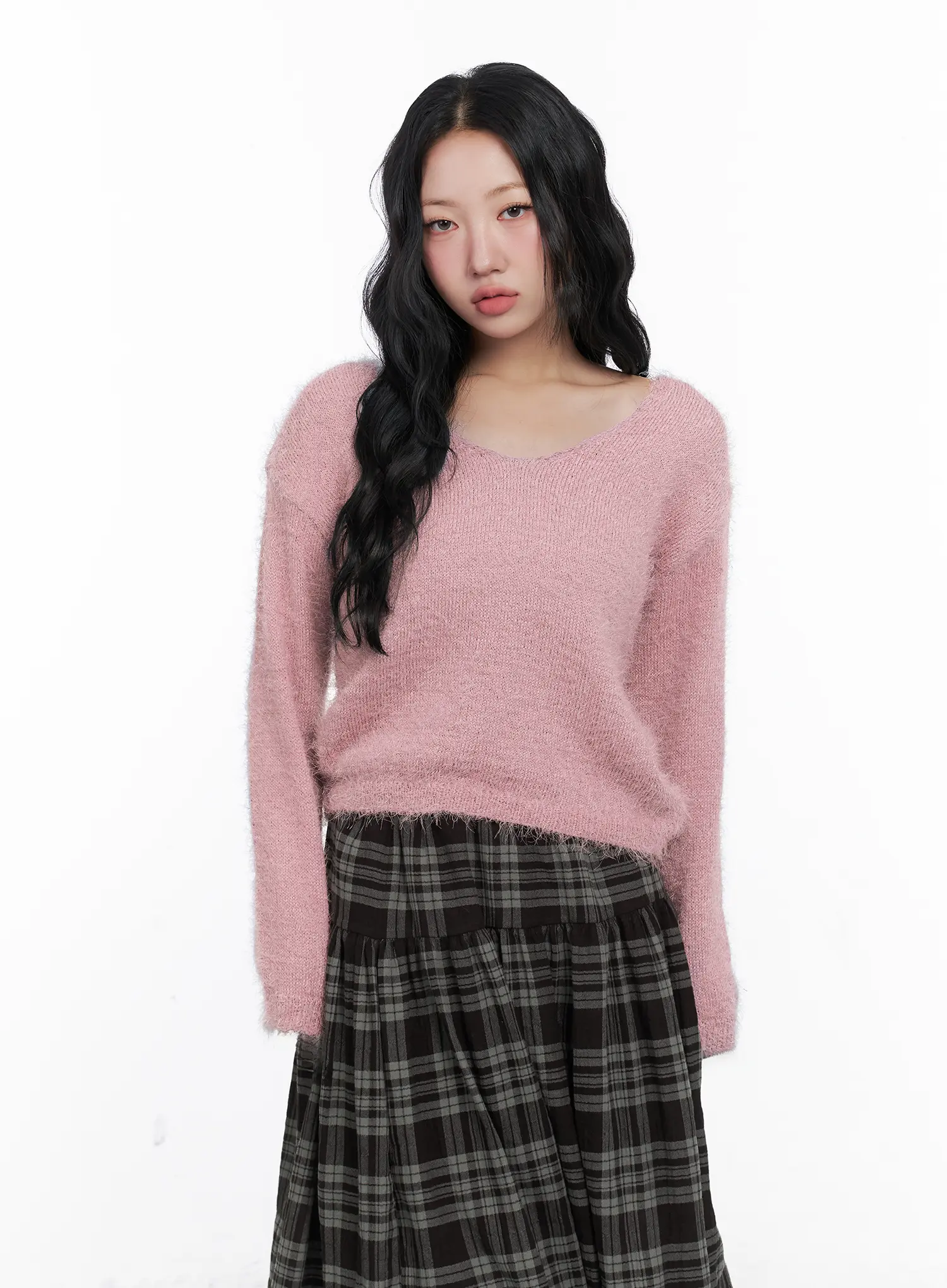 V-Neck Ribbon Long Sleeve Knit Sweater CN514 - Image 9