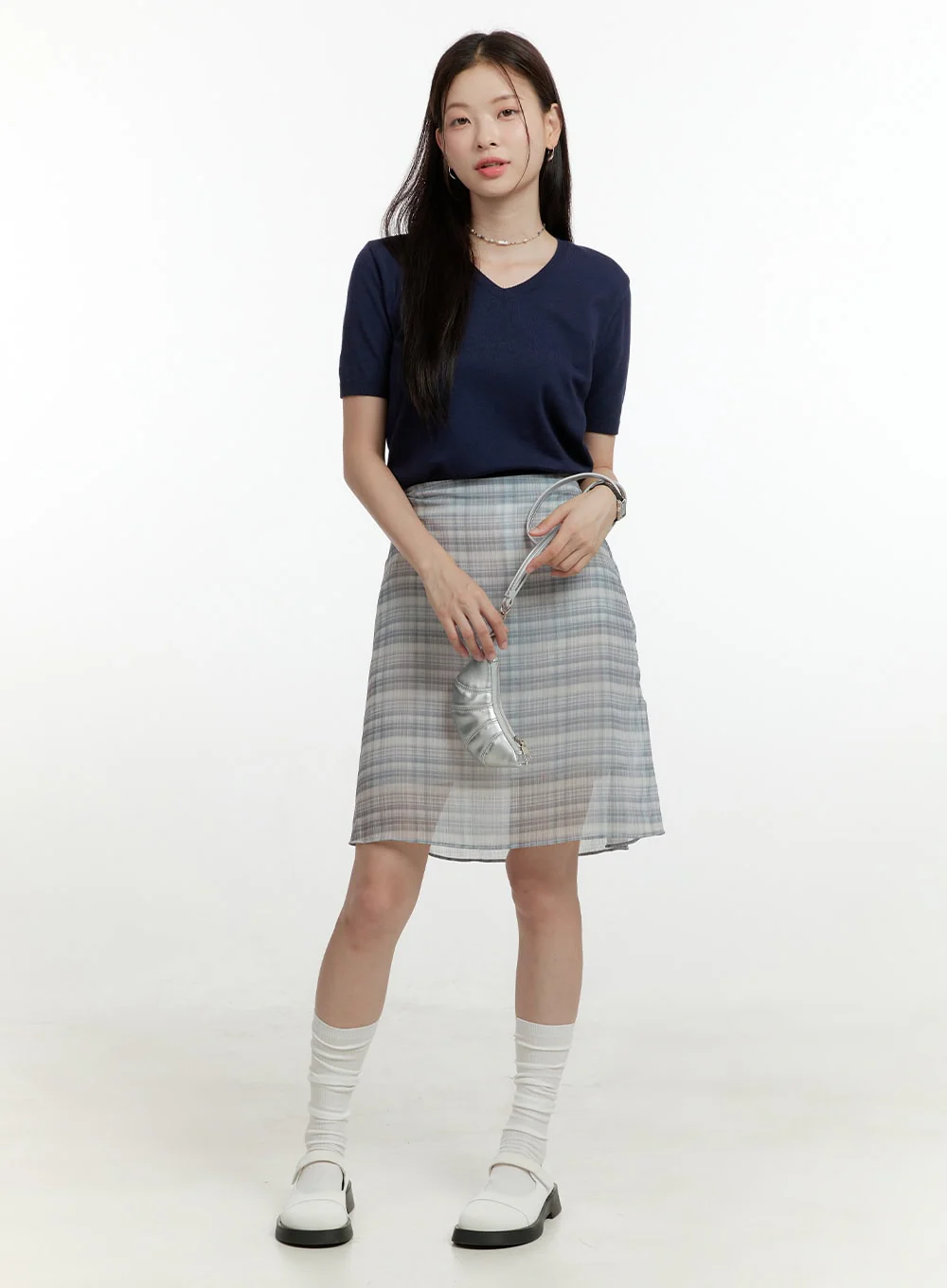 V-Neck Short Sleeve Knit Top OL423 - Image 2