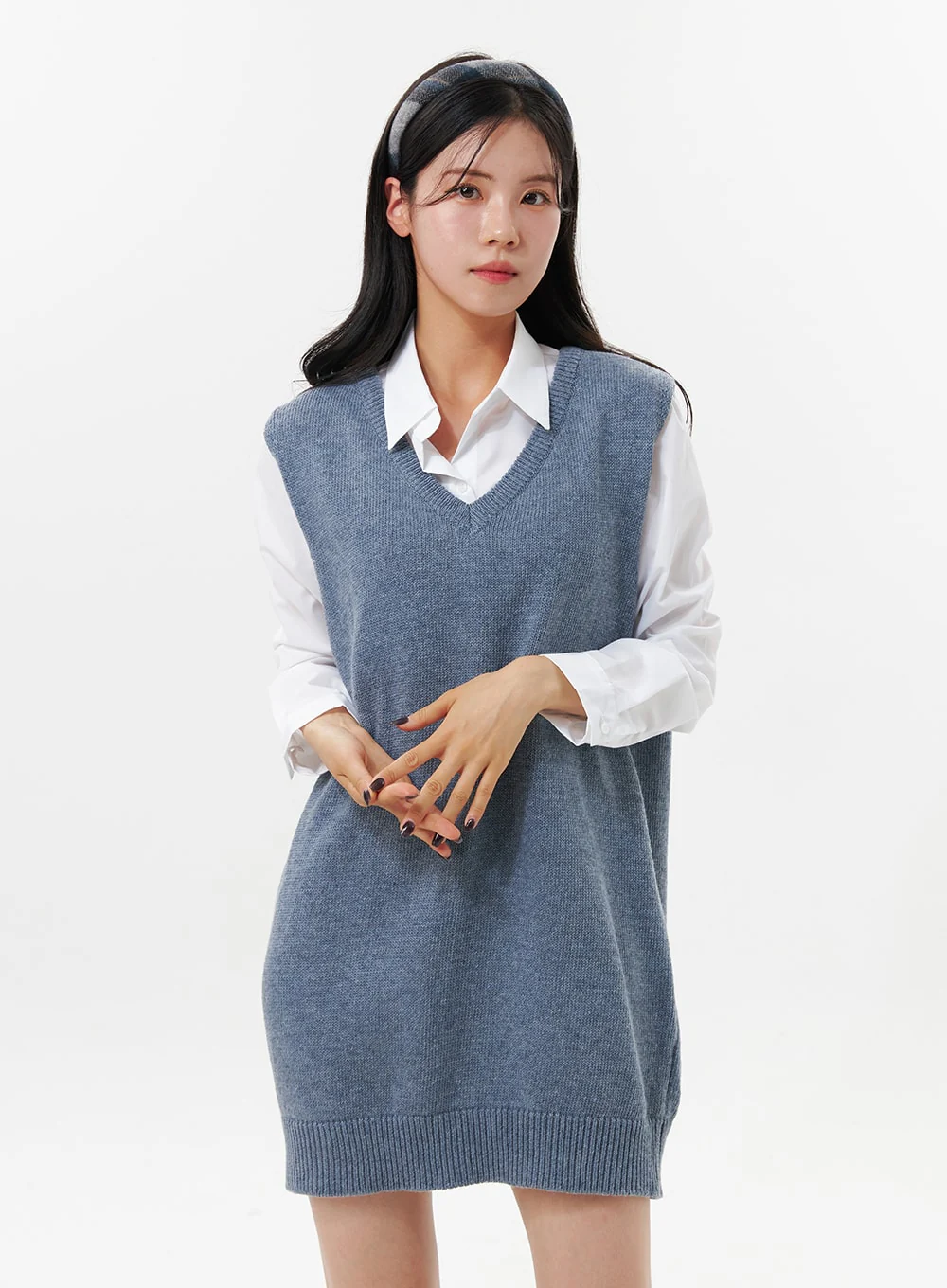 V-Neck Sleeveless Sweater Dress OO312 - Image 4