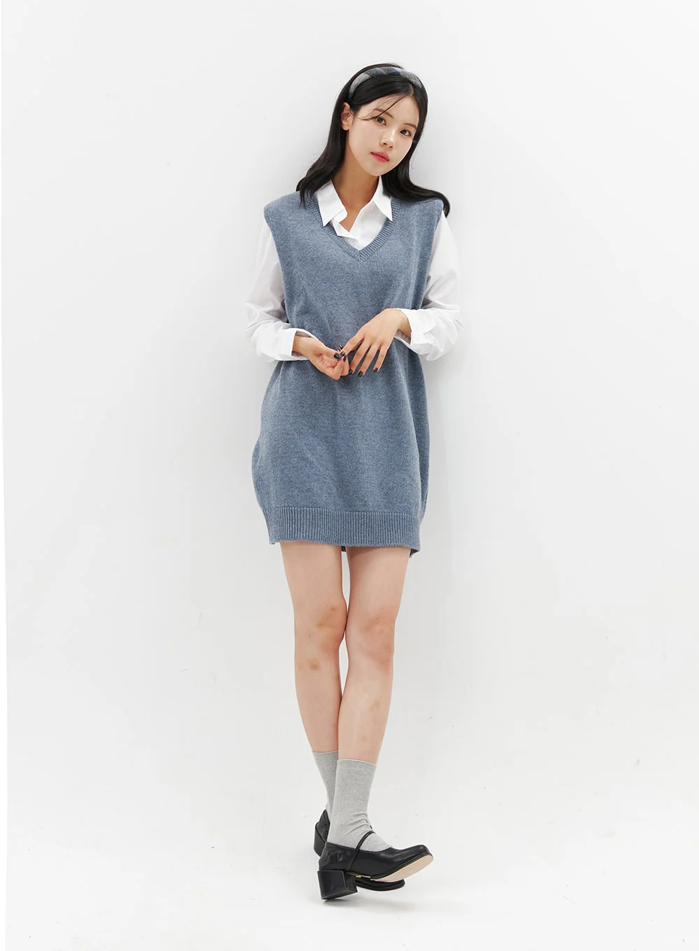 V-Neck Sleeveless Sweater Dress OO312 - Image 5