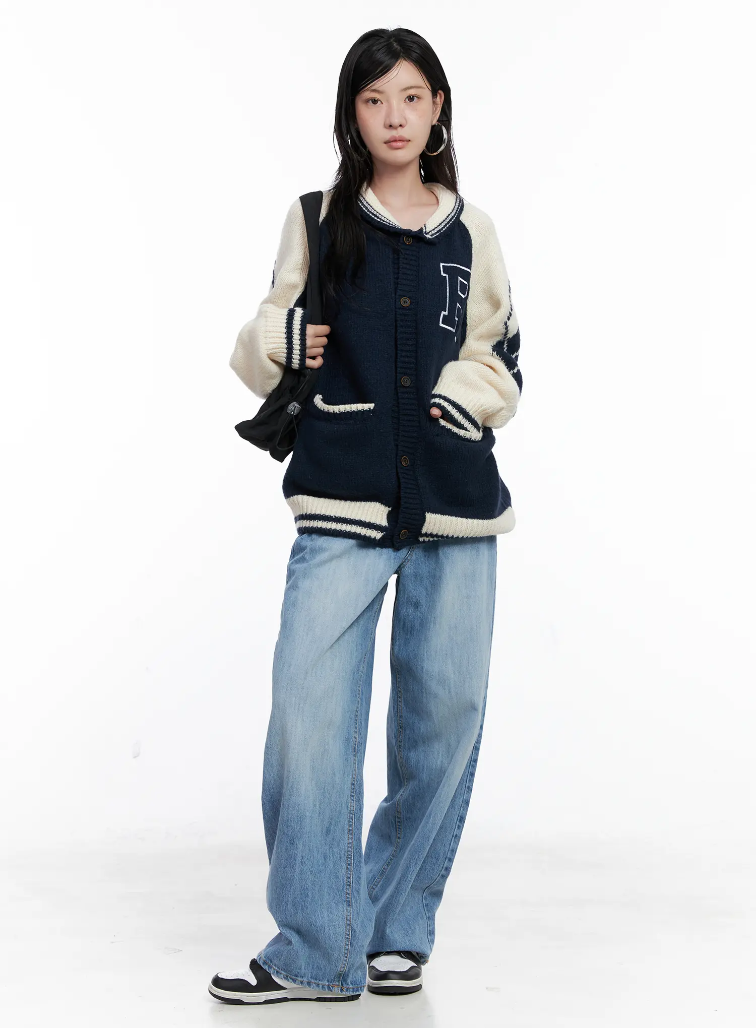 Varsity Knit Buttoned Cardigan CS529