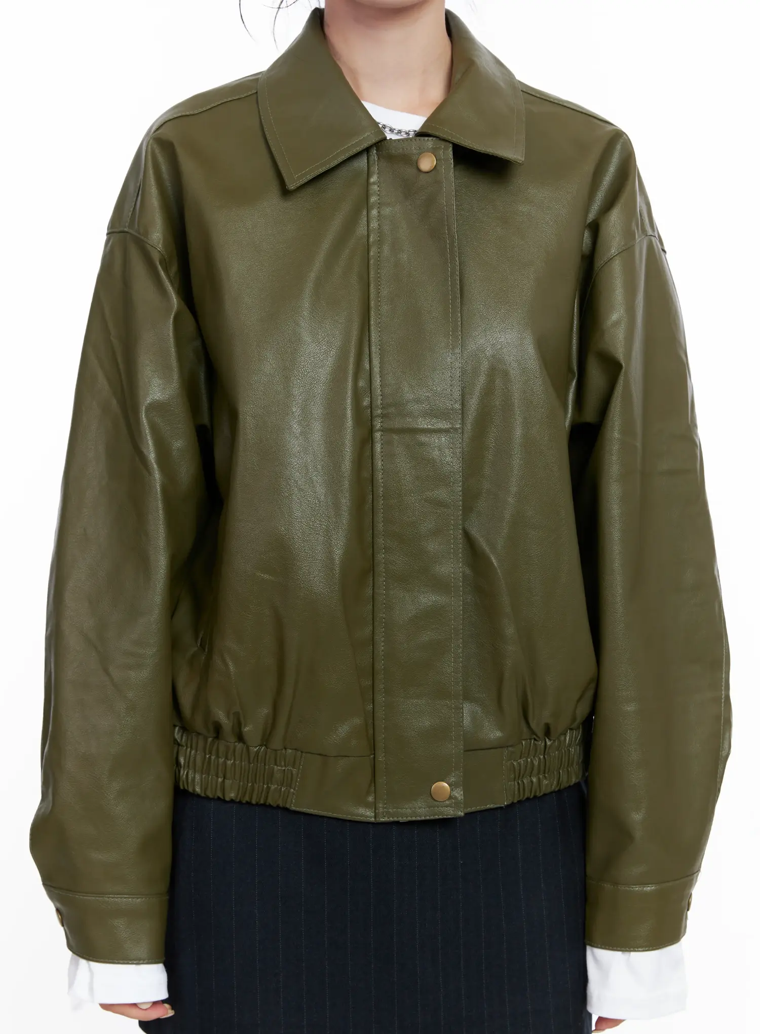Vegan faux Leather Zip Up Jacket CS512 - Image 4