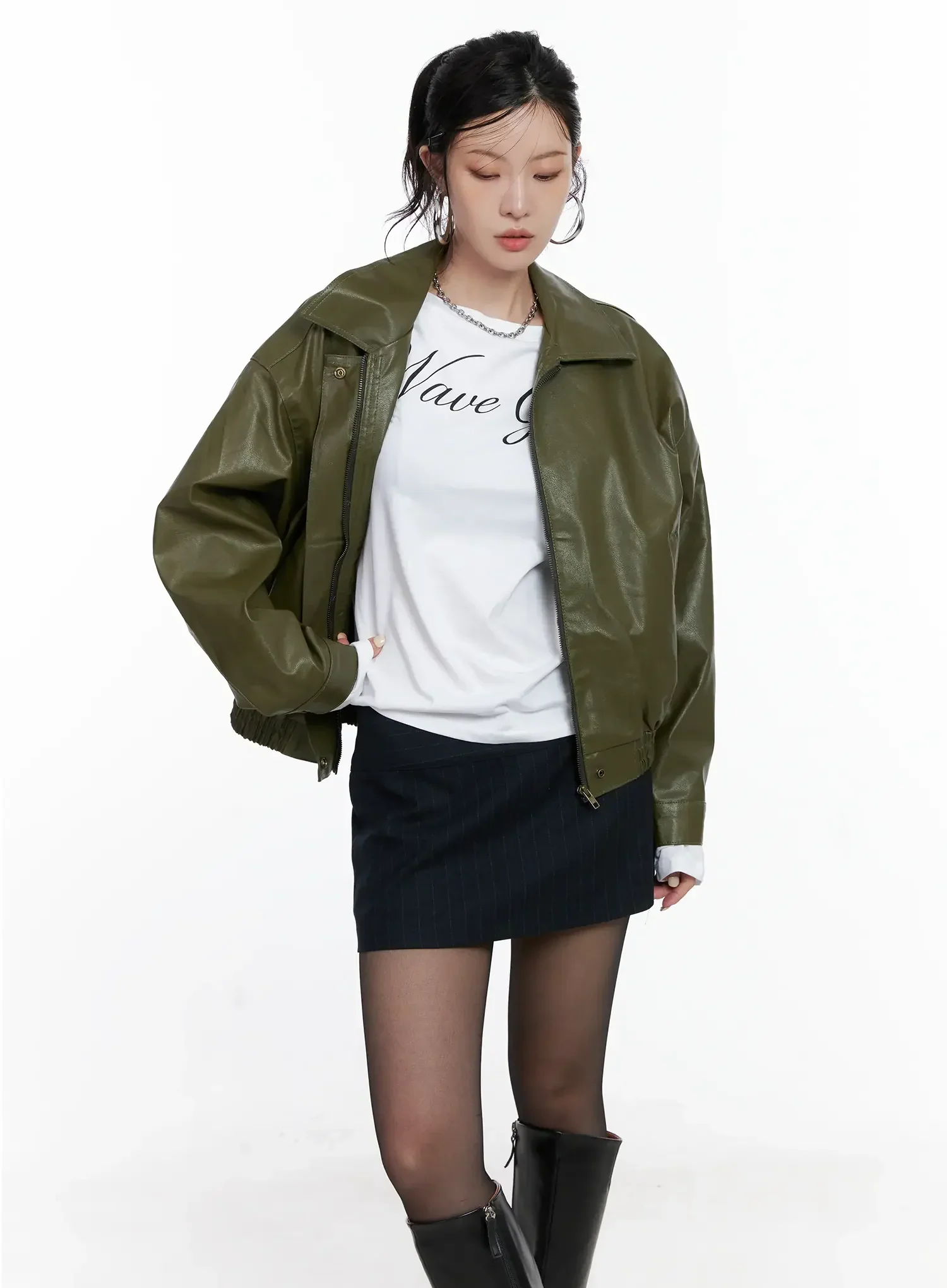 Vegan faux Leather Zip Up Jacket CS512 - Image 6