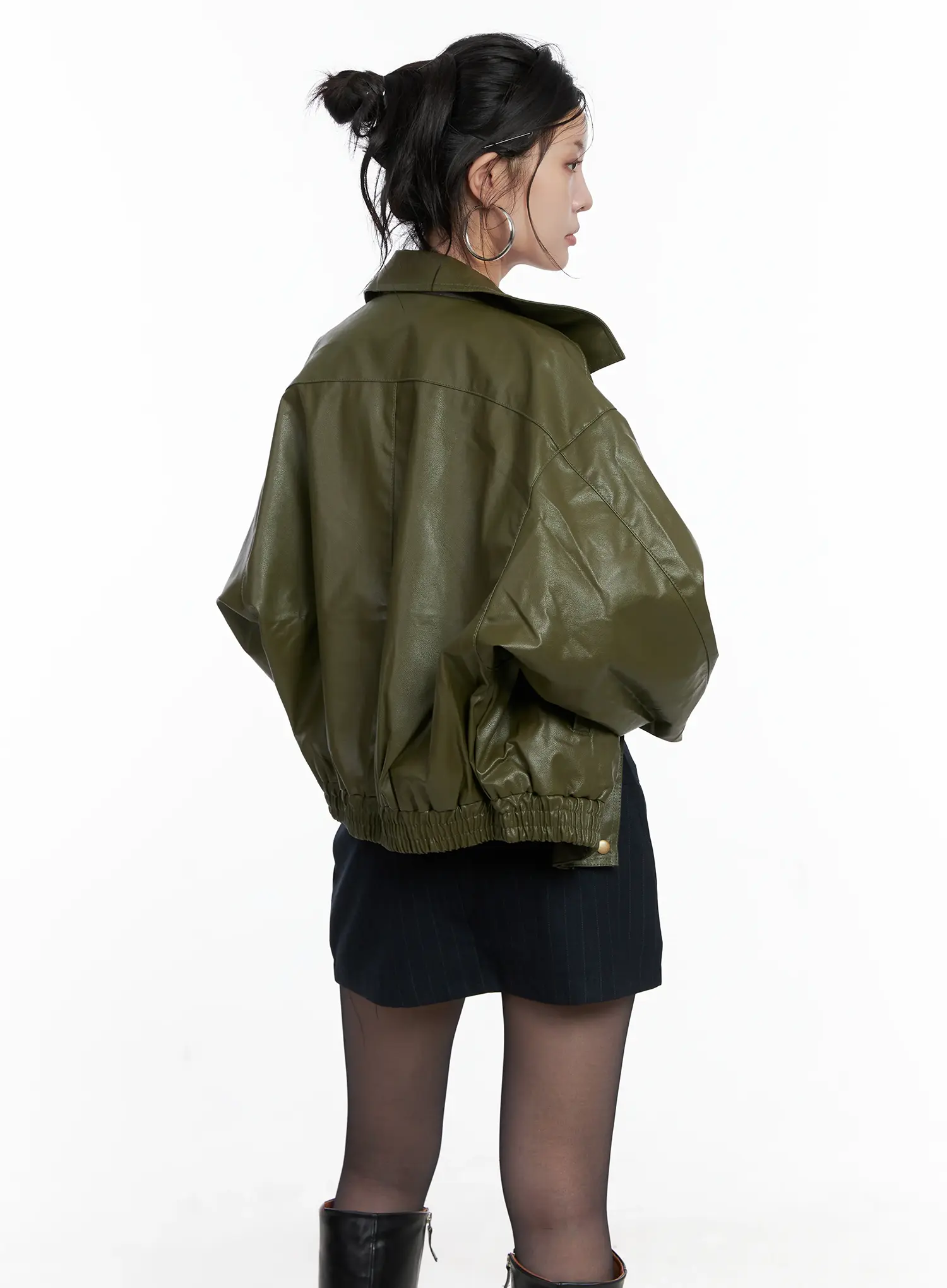 Vegan faux Leather Zip Up Jacket CS512 - Image 8