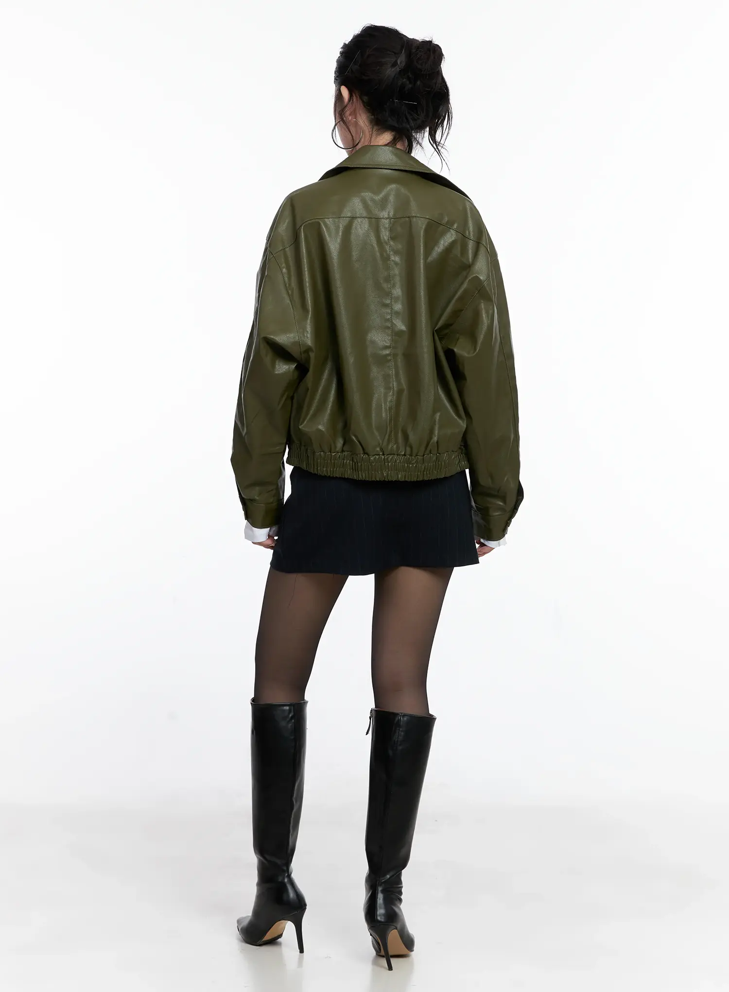 Vegan faux Leather Zip Up Jacket CS512 - Image 9