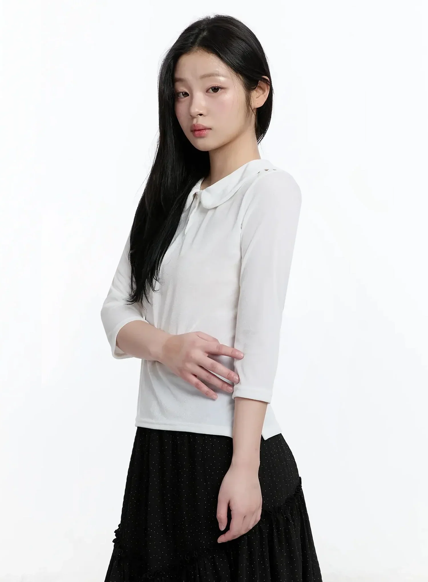 Velvet Collar 3/4 SleeveTop IM513 - Image 9