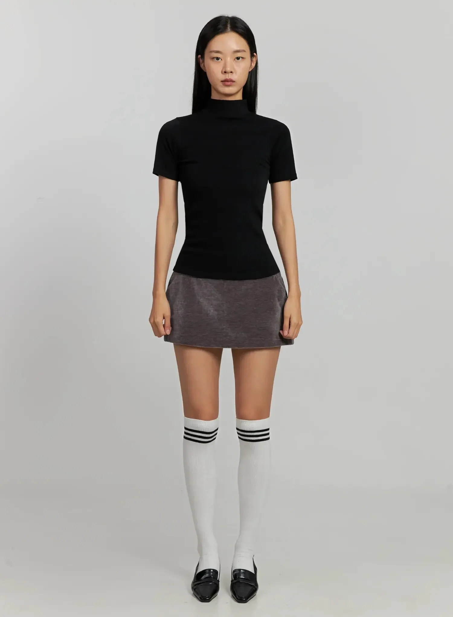 Velvet Low-Rise Mini Skirt IJ502 - Image 6