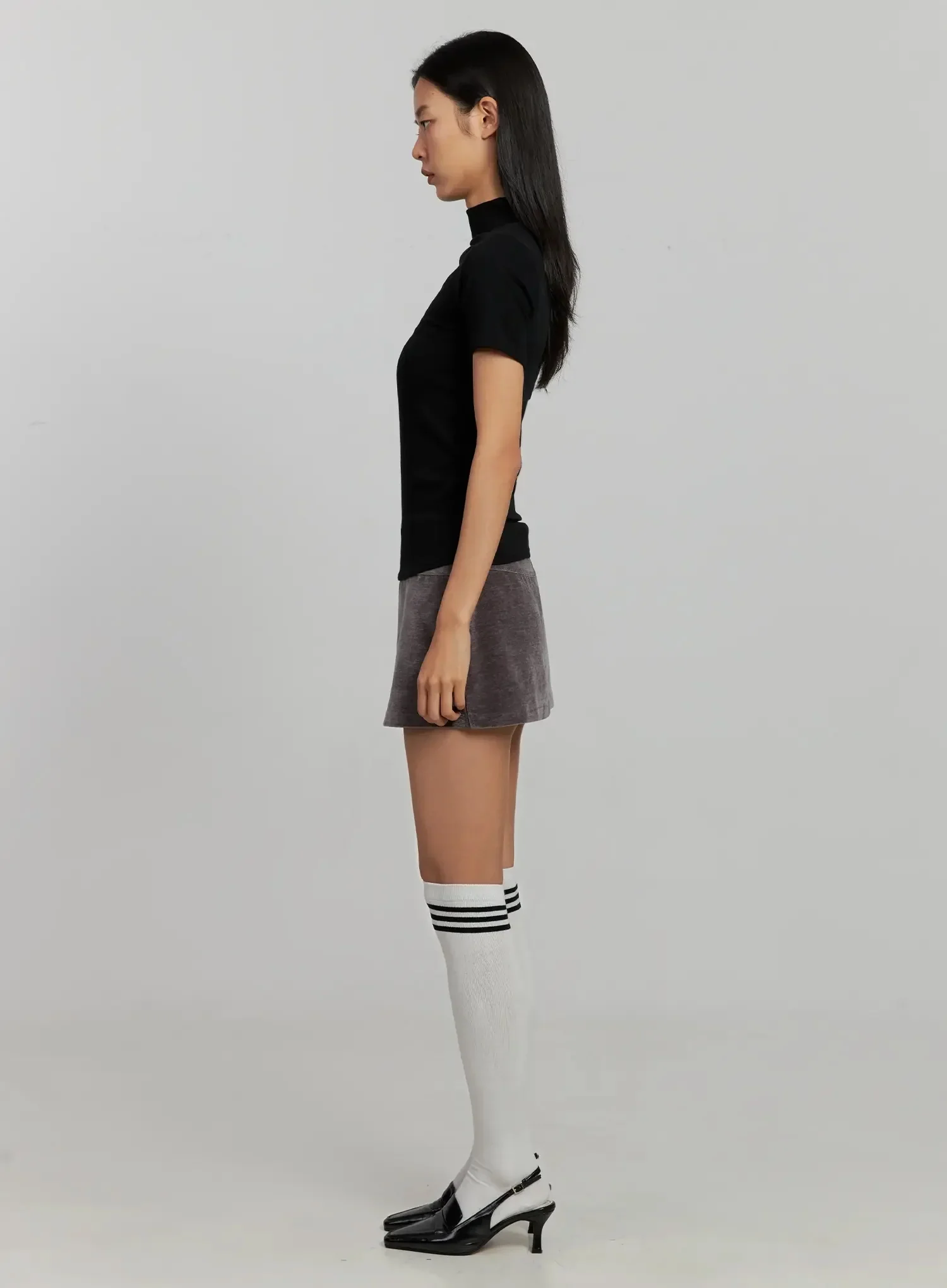 Velvet Low-Rise Mini Skirt IJ502 - Image 8
