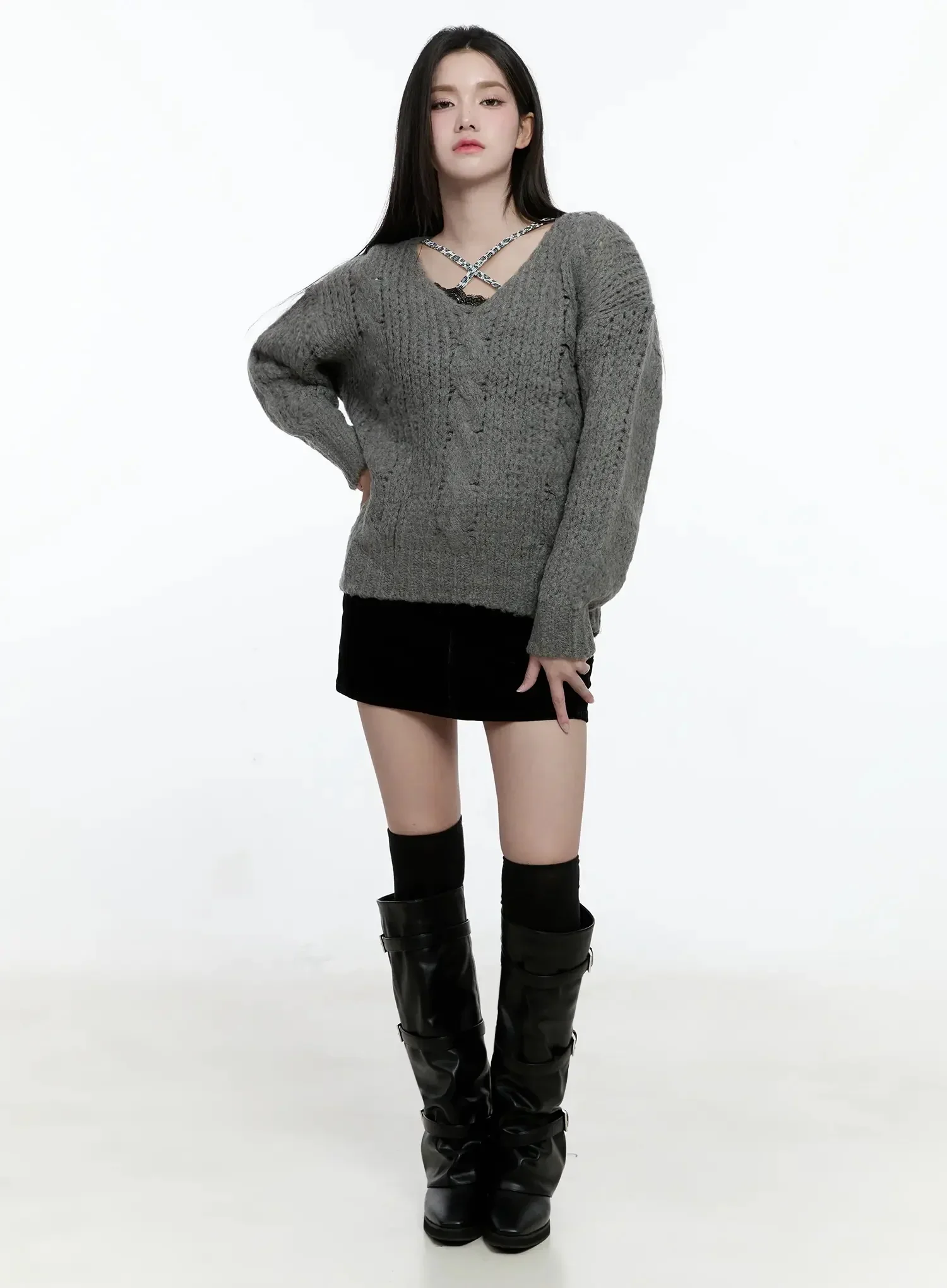 Velvet Mini Skirt IO527 - Image 3