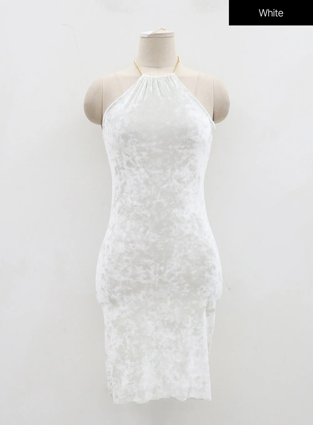Velvet Sleeveless Neck Chain Mini Dress BD23 - Image 18