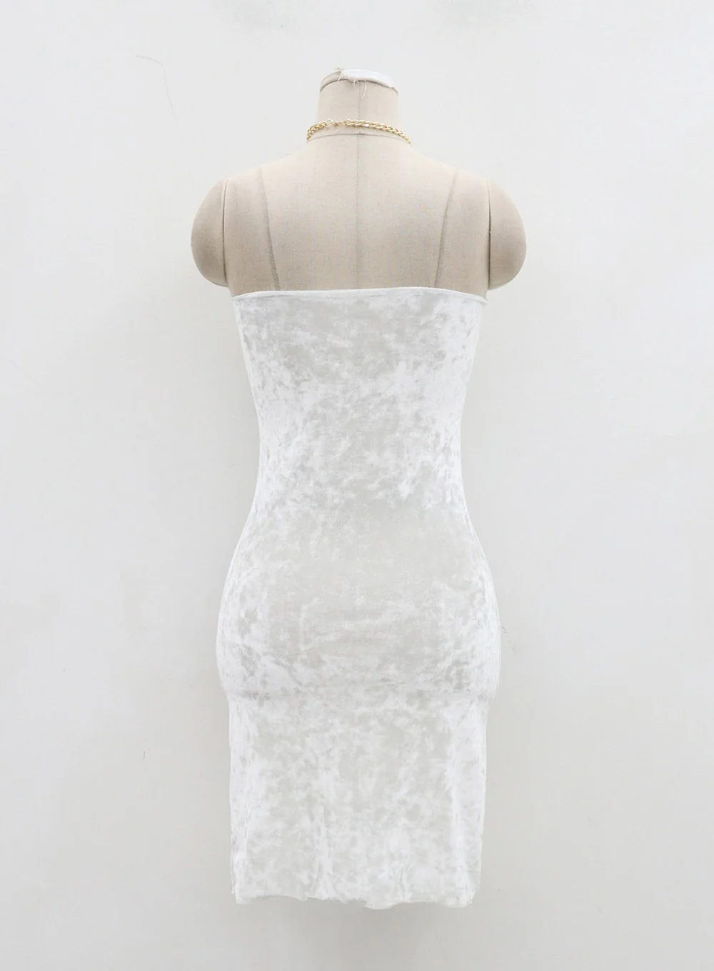 Velvet Sleeveless Neck Chain Mini Dress BD23 - Image 19