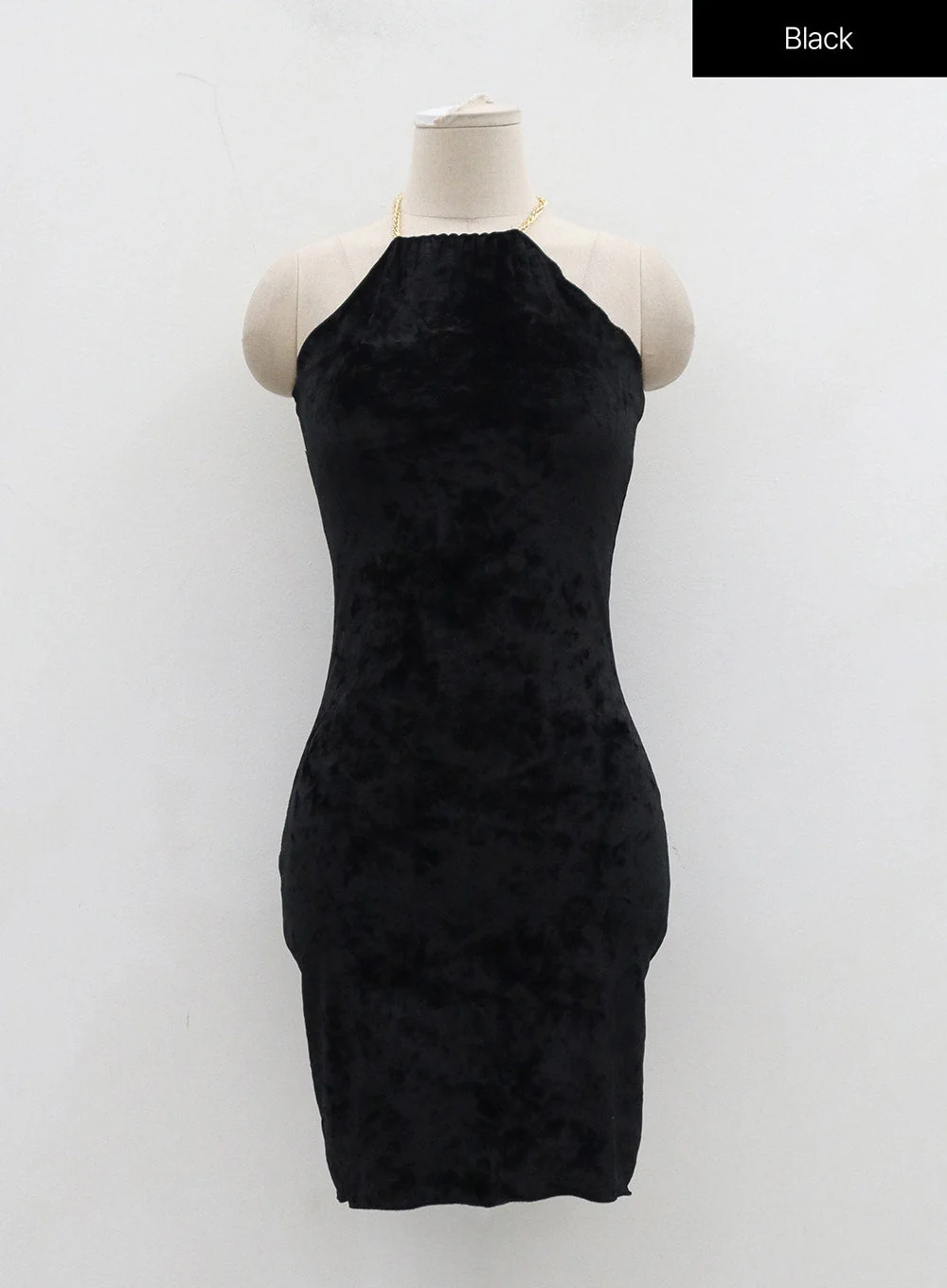 Velvet Sleeveless Neck Chain Mini Dress BD23 - Image 22