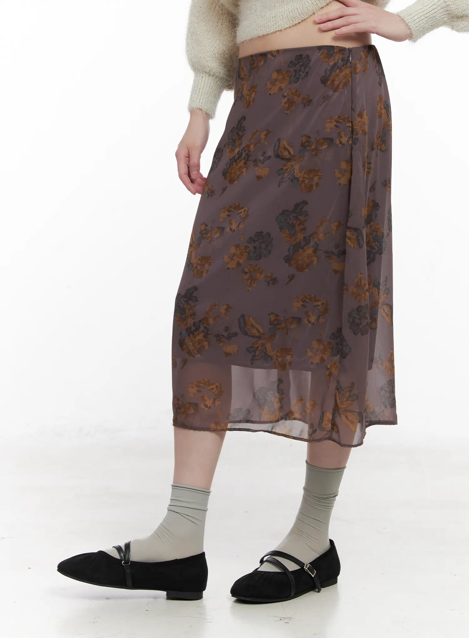 Vintage Floral Layered Midi Skirt CN510 - Image 4
