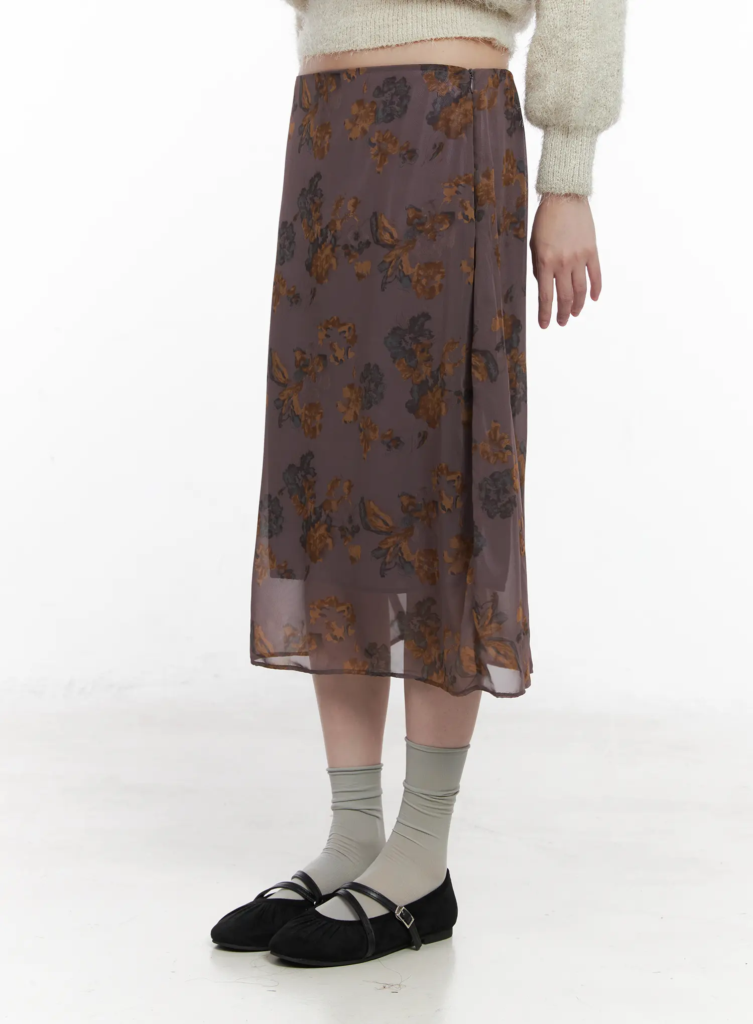 Vintage Floral Layered Midi Skirt CN510 - Image 7