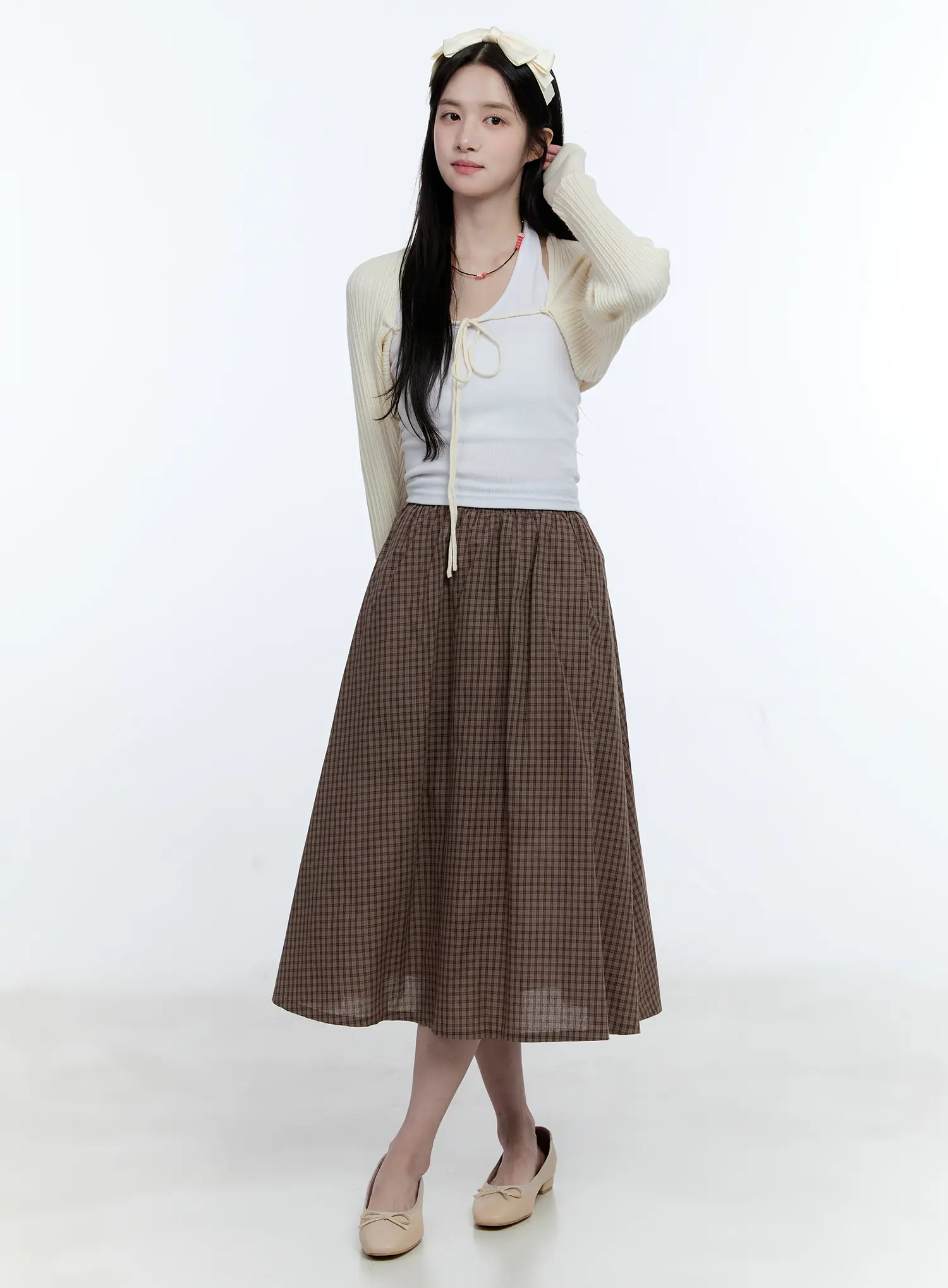 Vintage Gingham Midi Skirt CG514 - Image 2