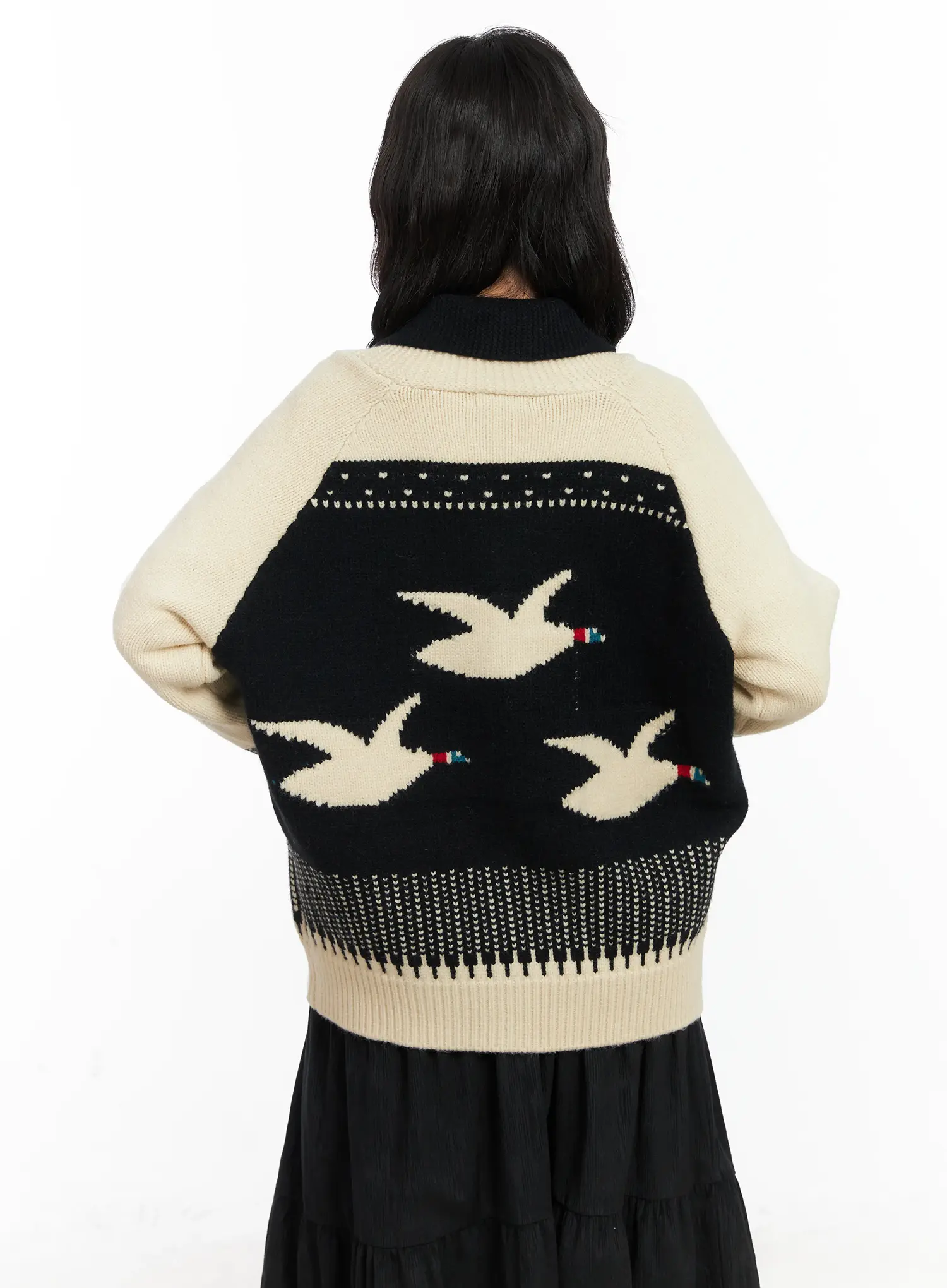 Vintage Graphic Knit Zip-Up Cardigan CD502 - Image 7