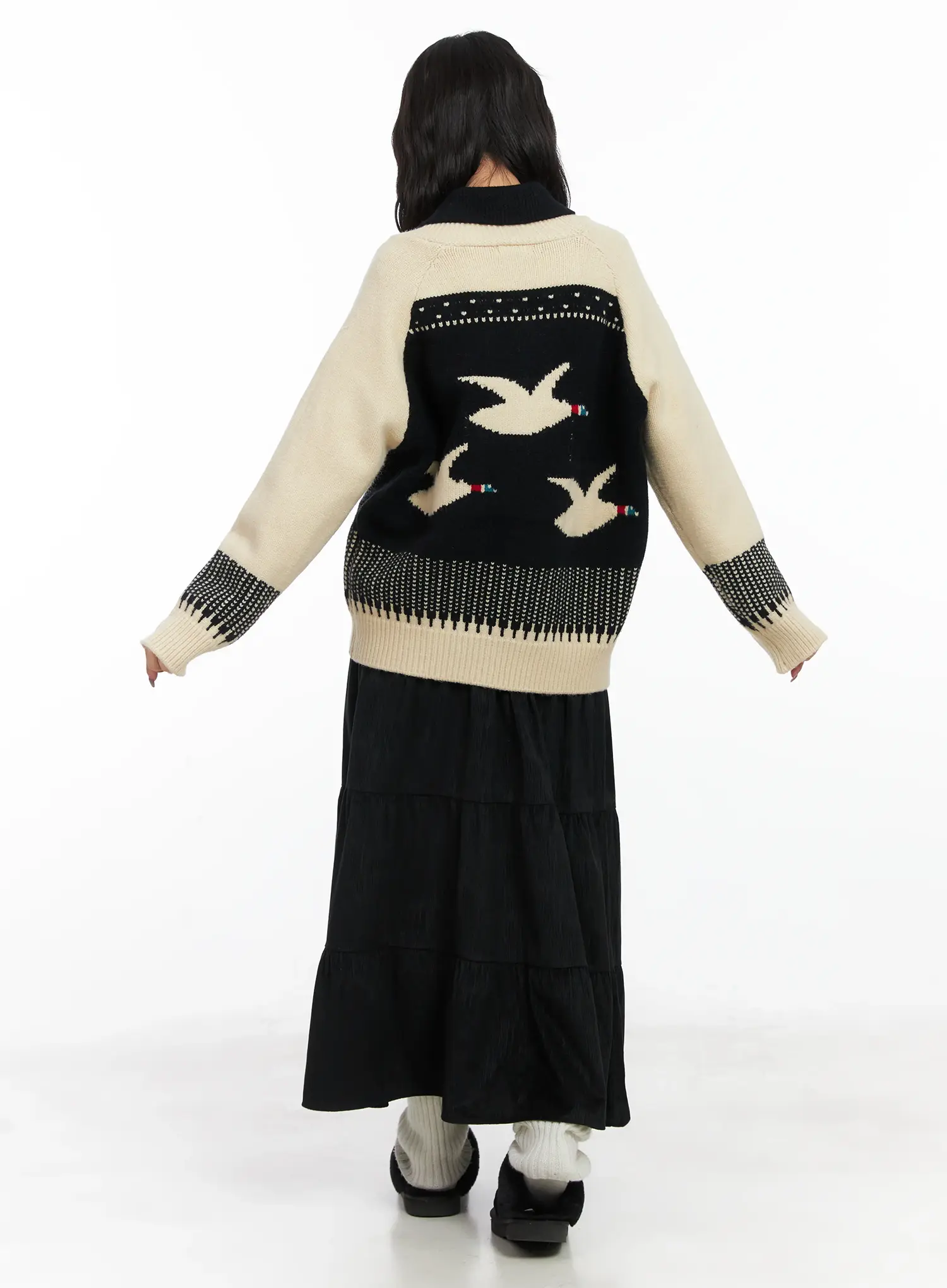 Vintage Graphic Knit Zip-Up Cardigan CD502 - Image 8