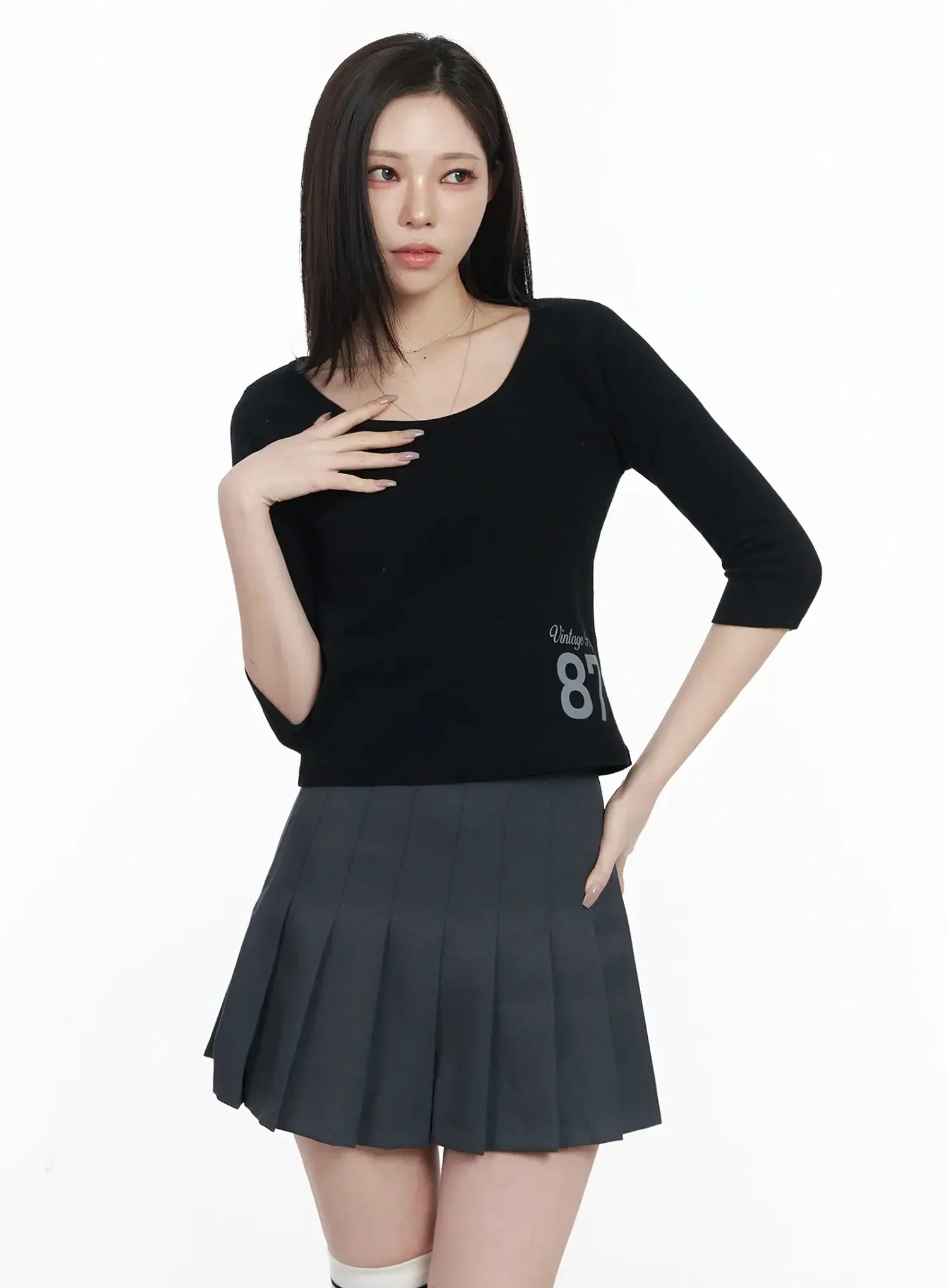 Vintage Numeral Half Sleeve Fleece Top IJ528 - Image 13