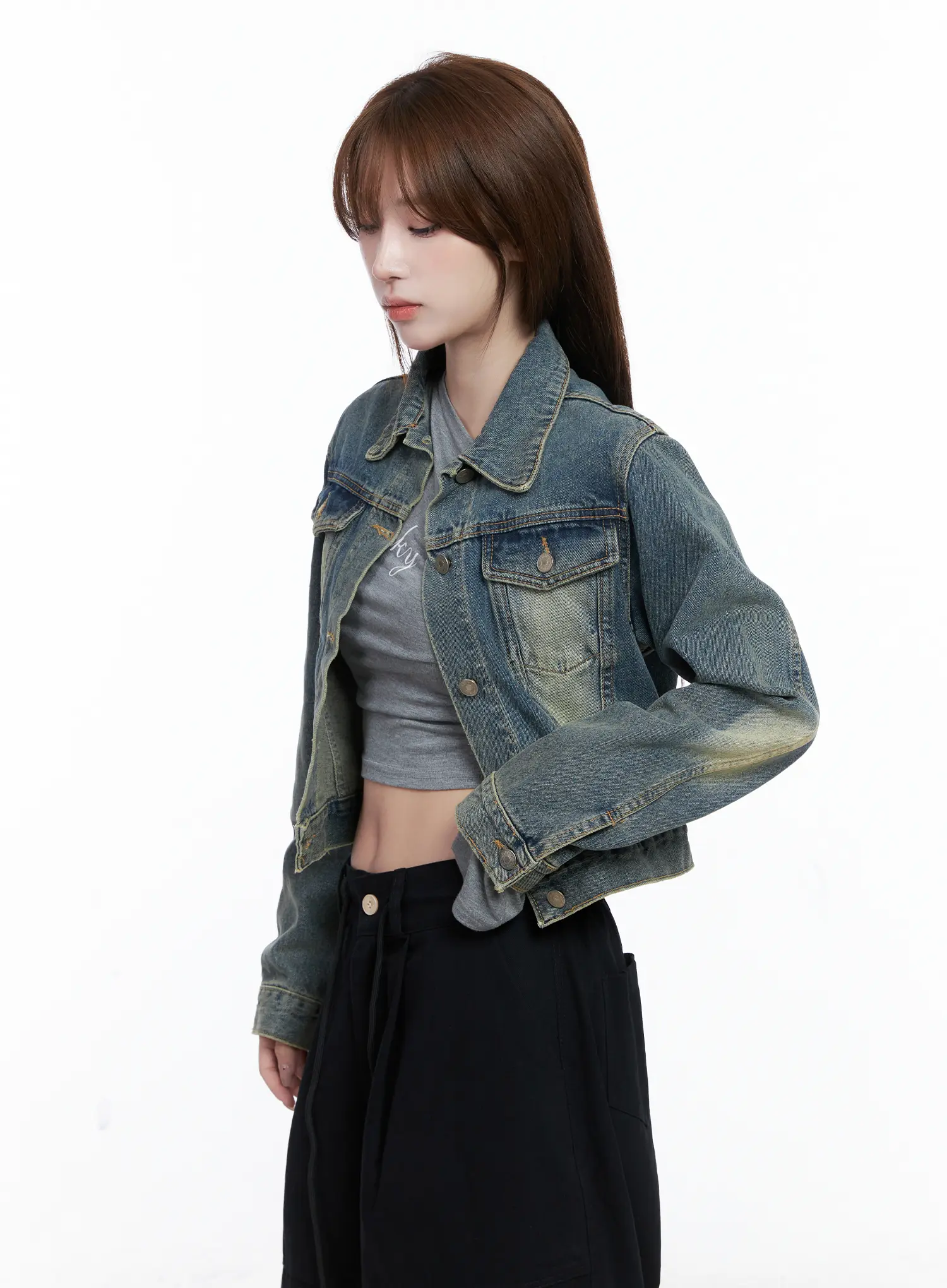 Vintage Retro Washed Denim Jacket CG529 - Image 4