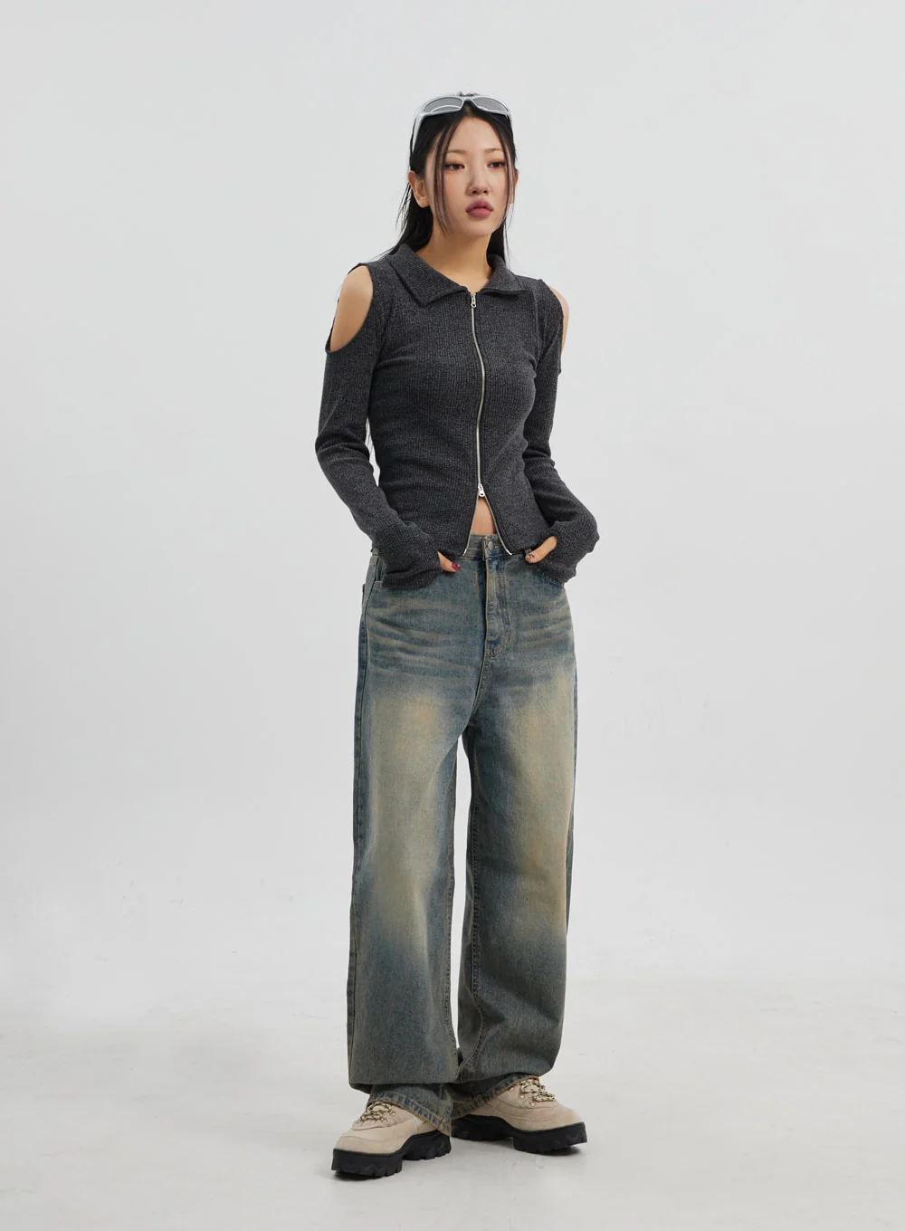 Vintage Wash Wide Leg Jeans CJ319 - Image 10