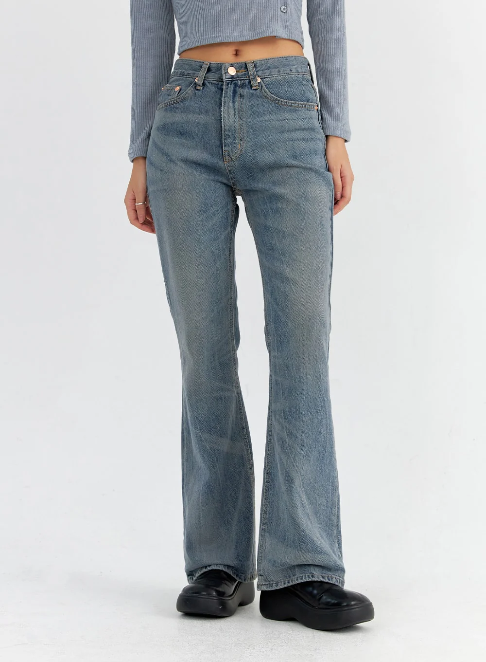 Vintage Washed Bootcut Jeans CO325 - Image 2