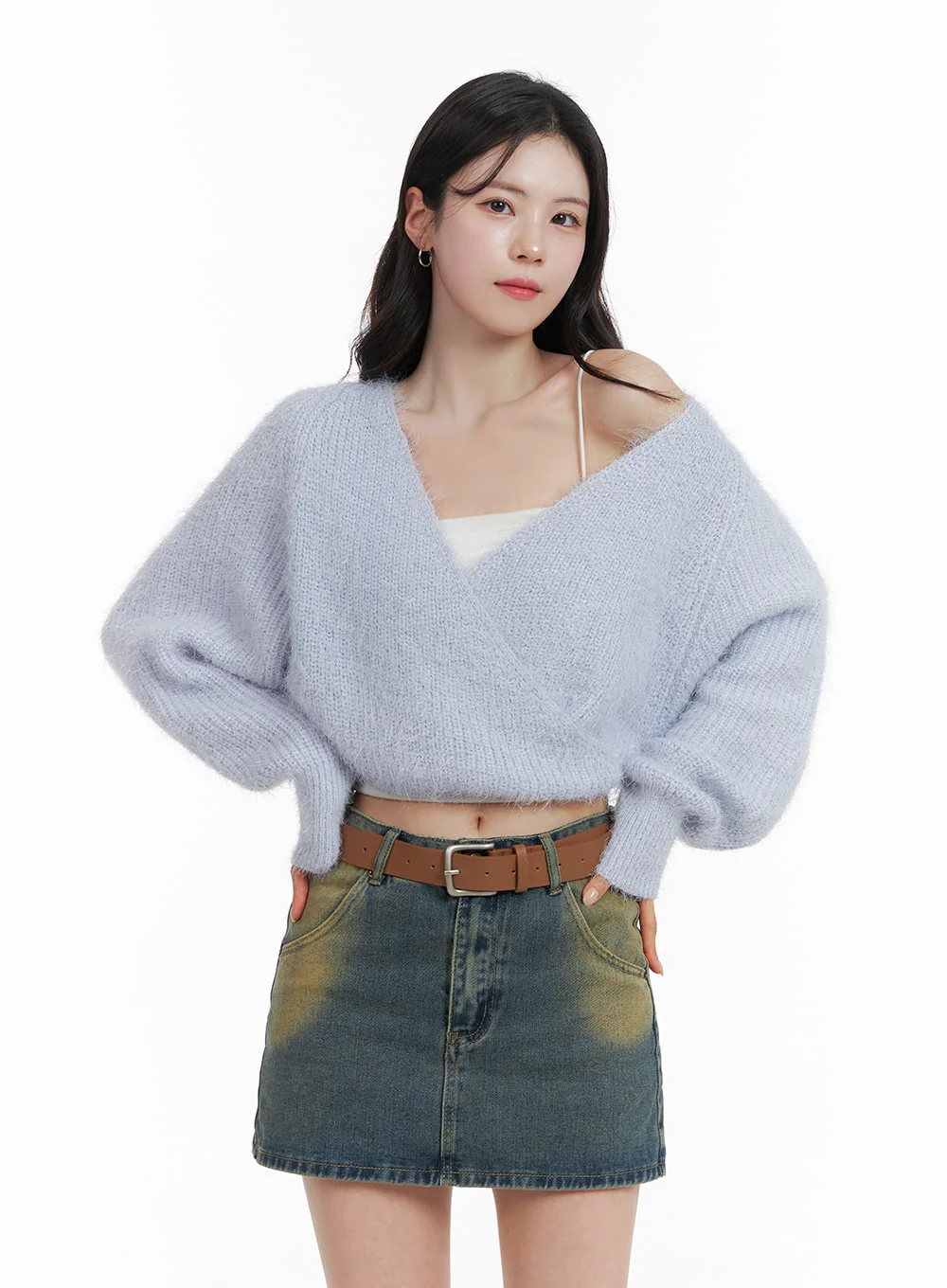Vintage Washed Classic Denim Mini Skirt OM419 - Image 5