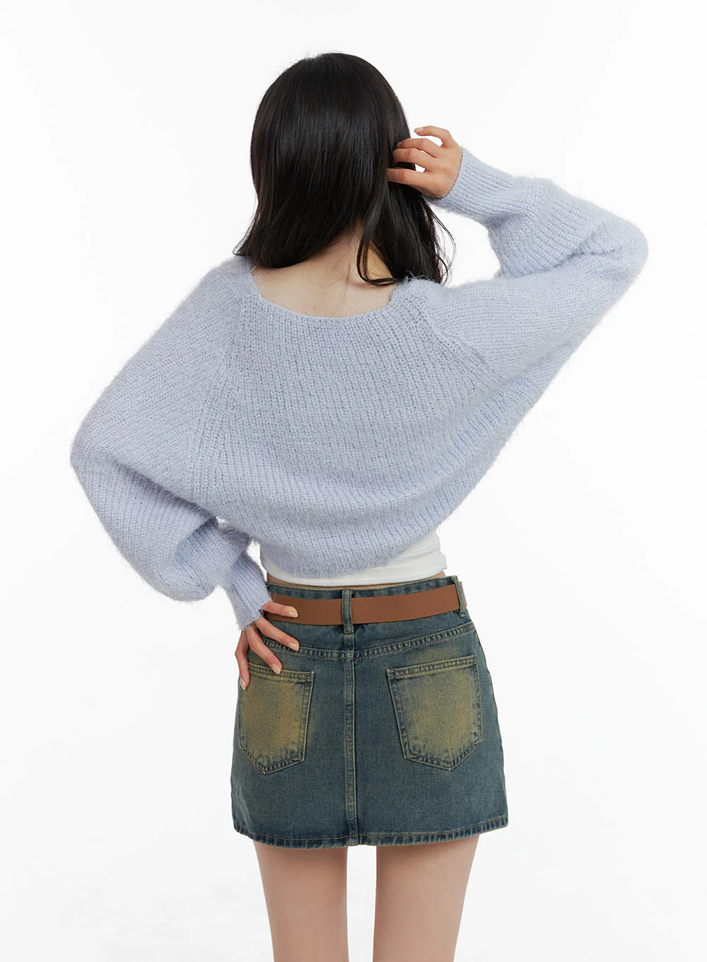 Vintage Washed Classic Denim Mini Skirt OM419 - Image 6