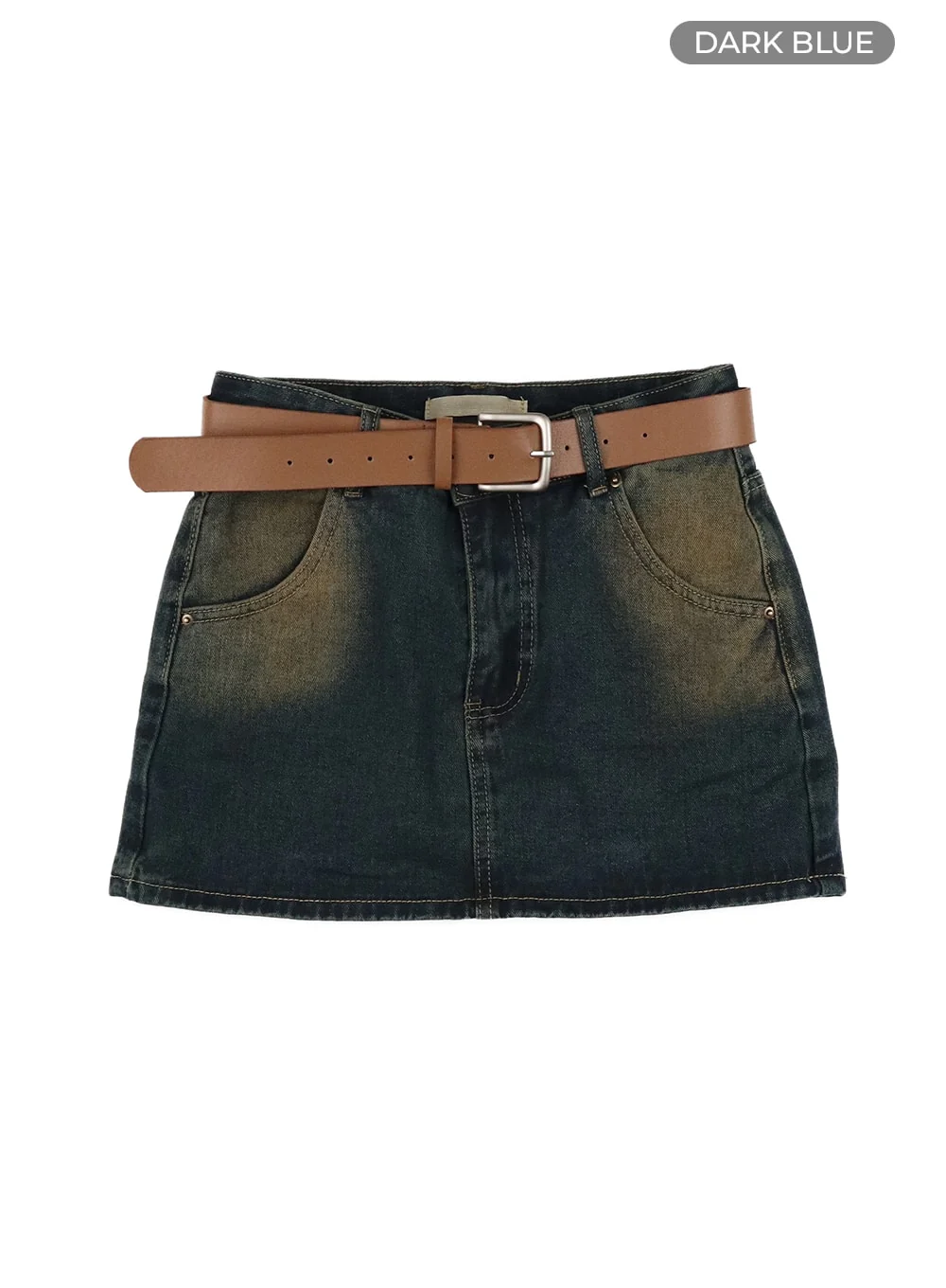 Vintage Washed Classic Denim Mini Skirt OM419 - Image 8