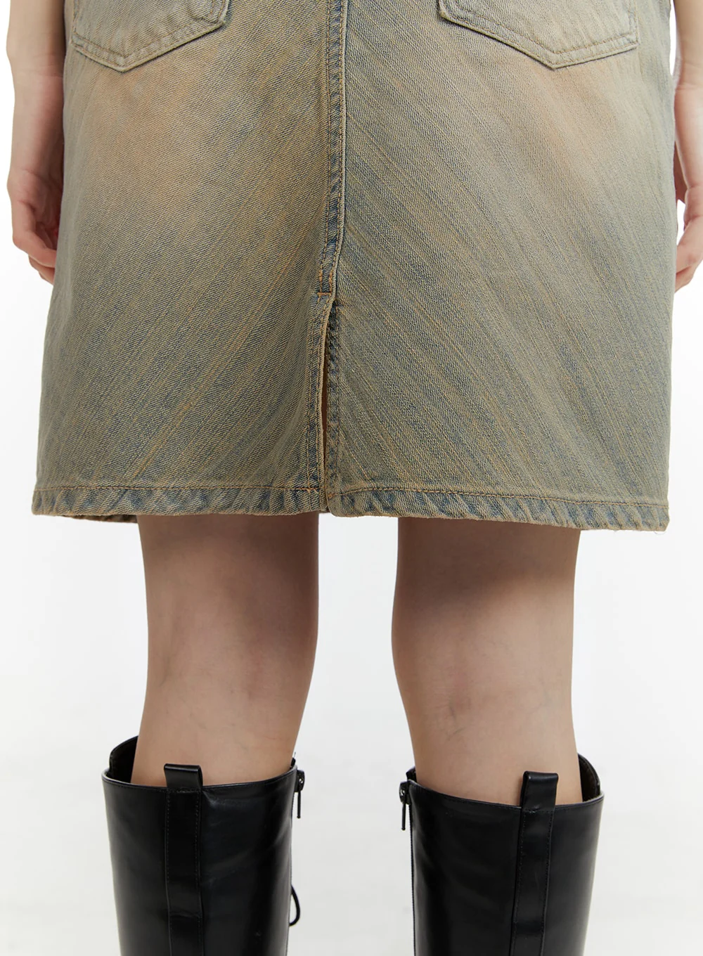 Vintage Washed Denim Midi Skirt CM429 - Image 5