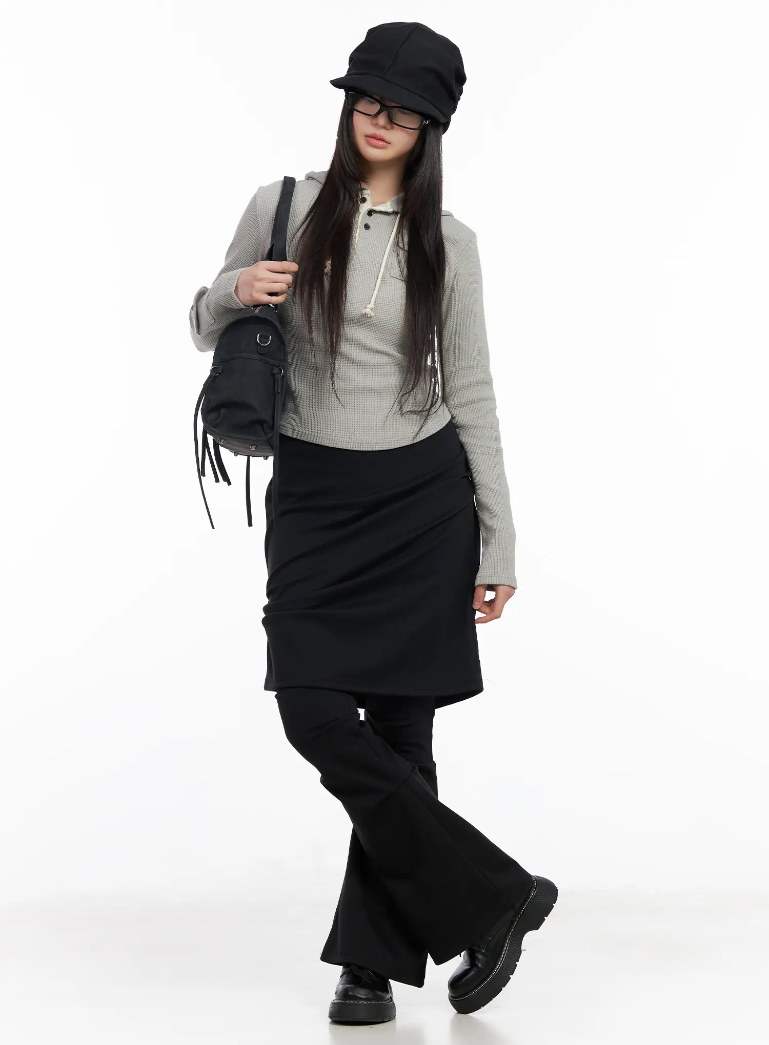Waffle Knit Cropped Hoodie CM512 - Image 6