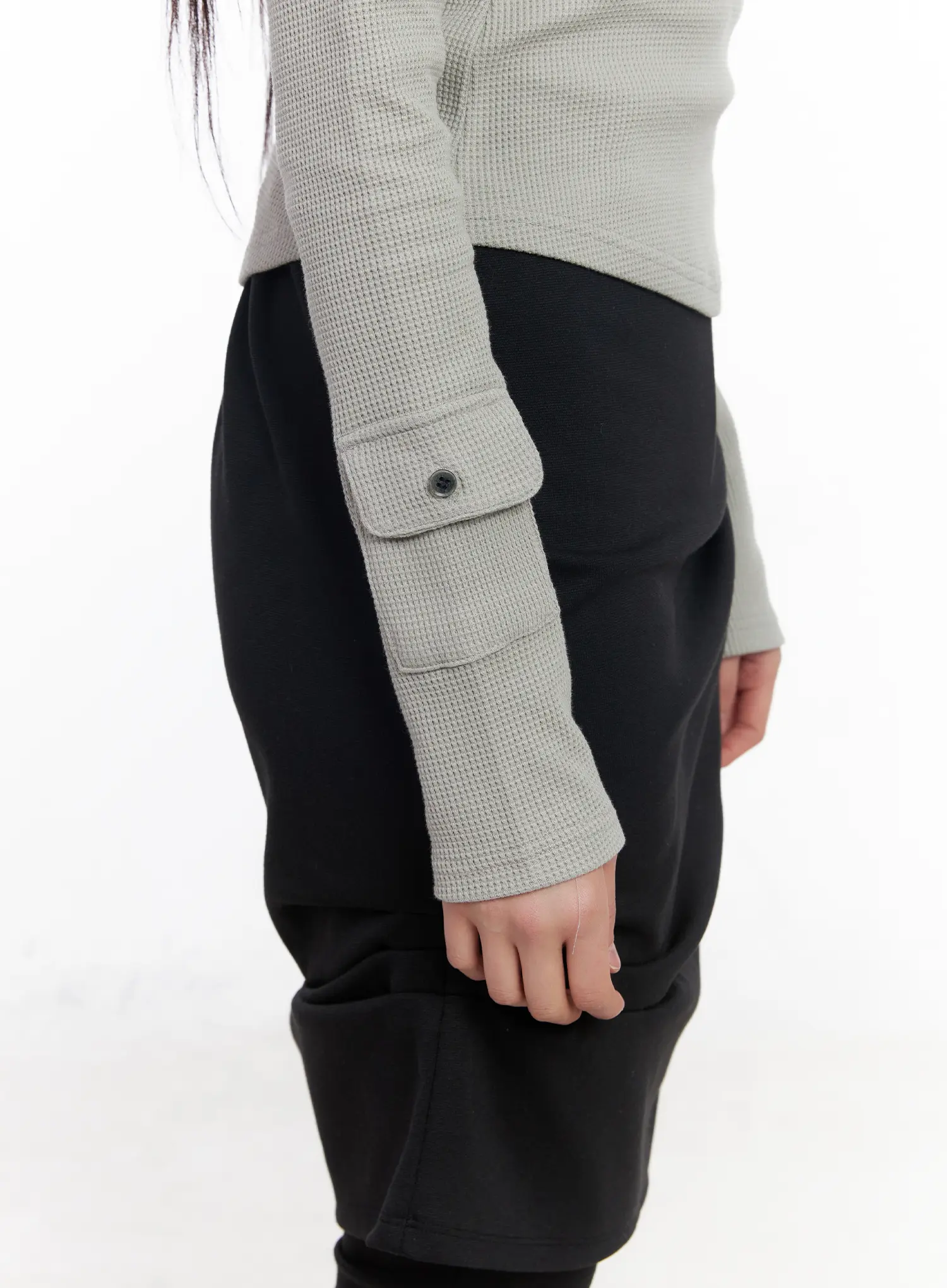 Waffle Knit Cropped Hoodie CM512 - Image 8