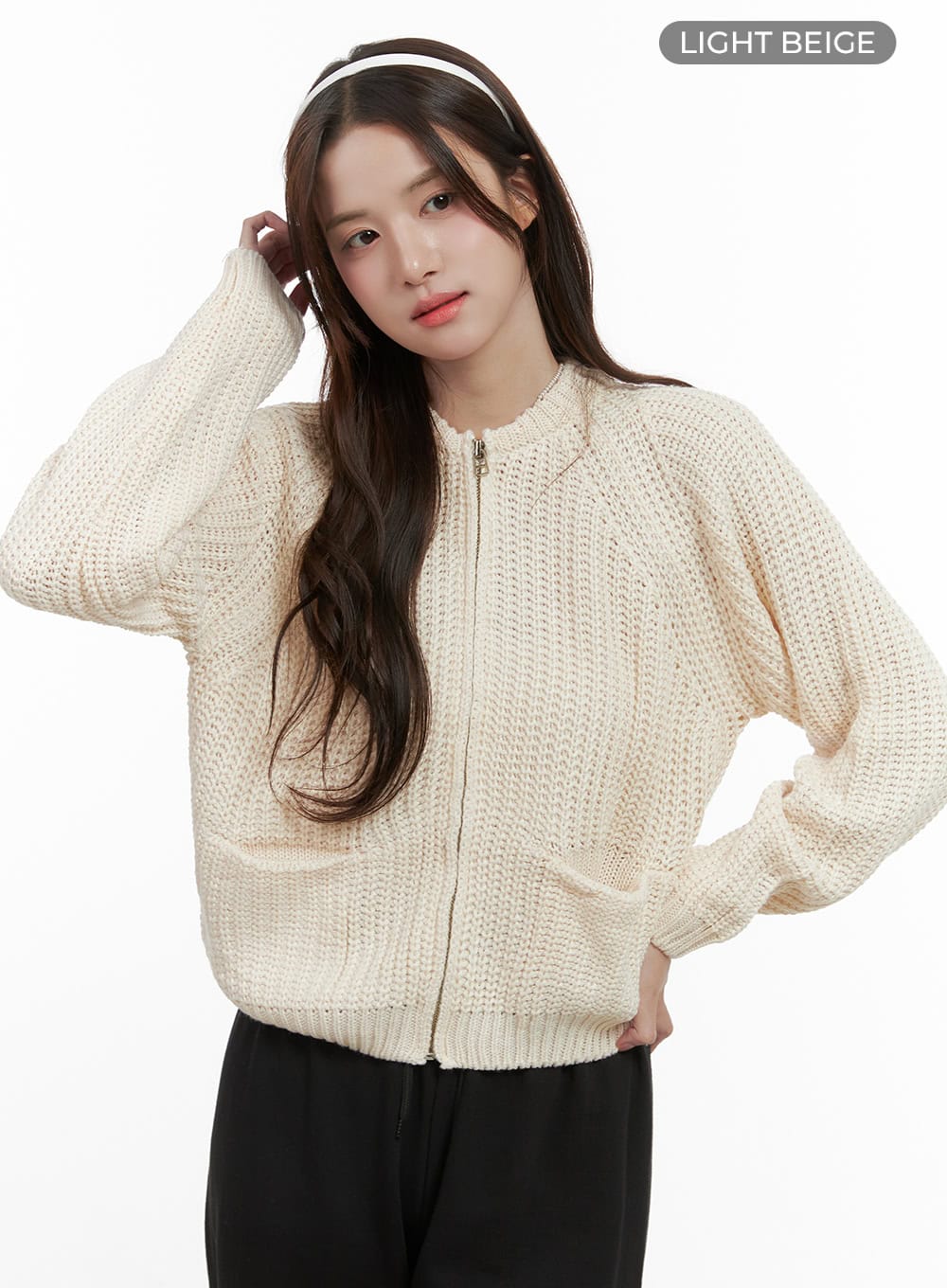 Warm Knit Zip-Up Cardigan OS416 - Image 11