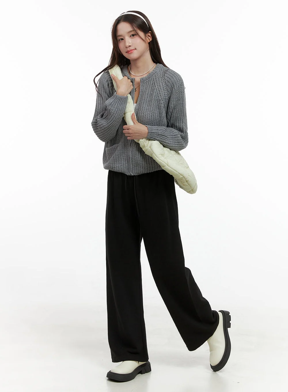 Warm Knit Zip-Up Cardigan OS416 - Image 2