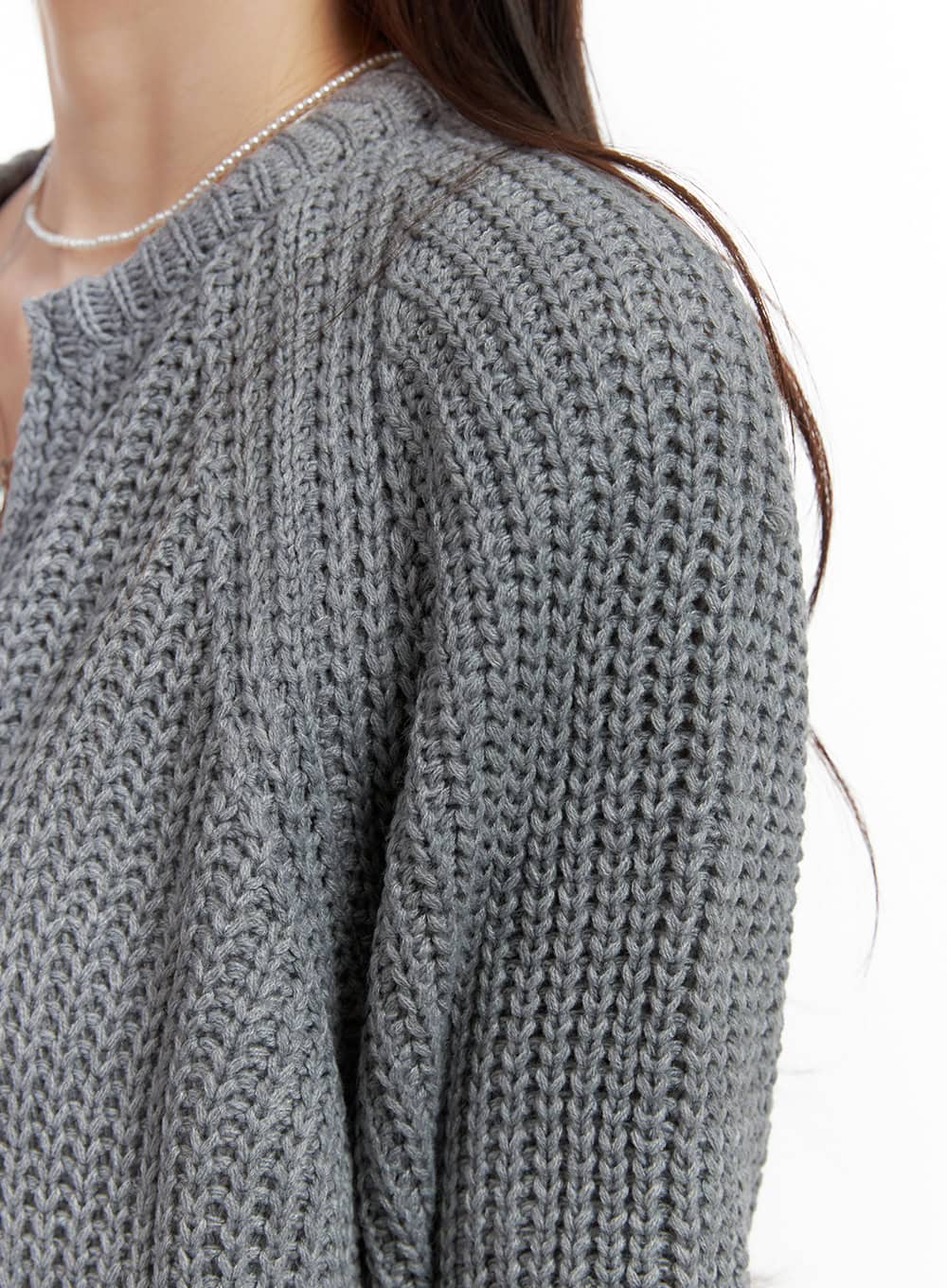 Warm Knit Zip-Up Cardigan OS416 - Image 4