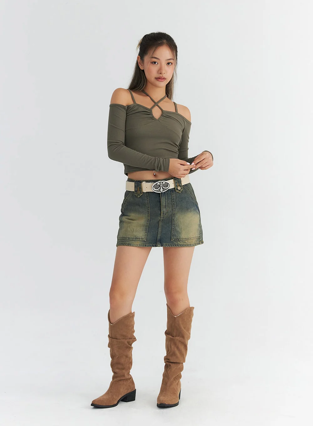 Wash Pocket Denim Mini Skirt CO311 - Image 11