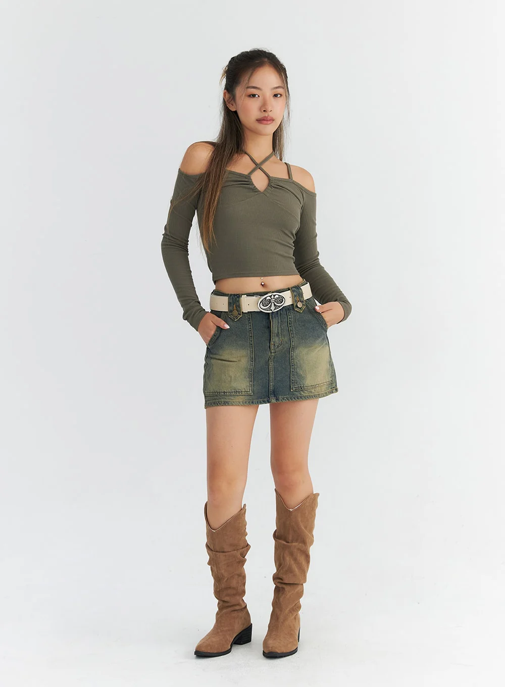 Wash Pocket Denim Mini Skirt CO311 - Image 3
