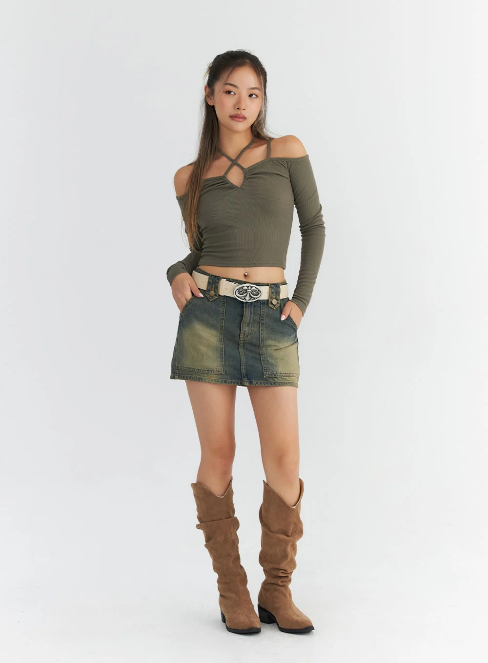 Wash Pocket Denim Mini Skirt CO311 - Image 4