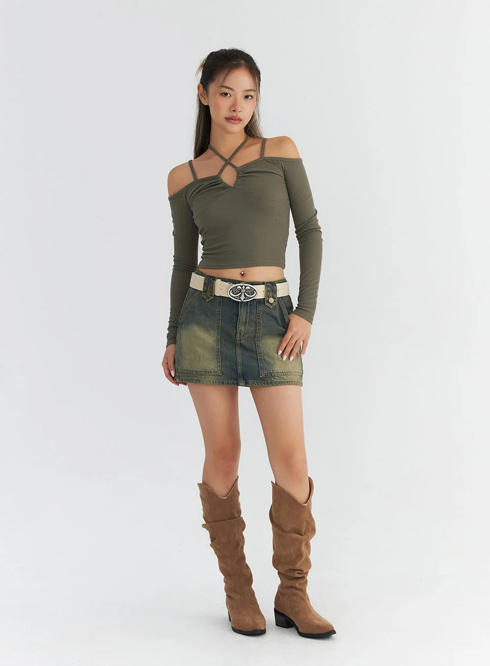 Wash Pocket Denim Mini Skirt CO311 - Image 7