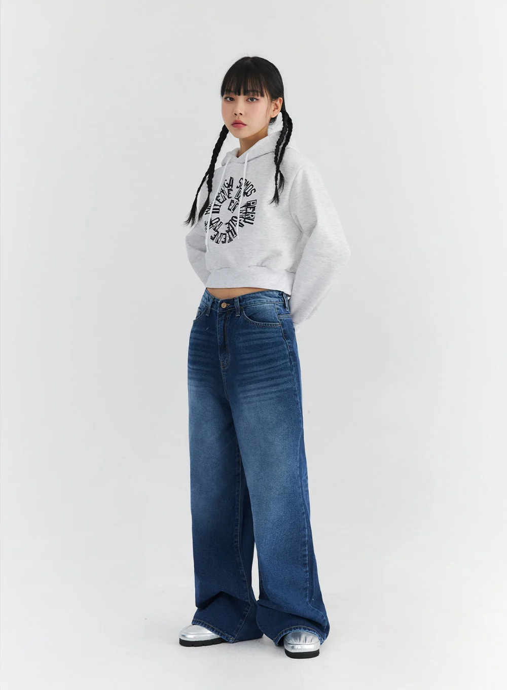 Washed Blue Wide Jeans CN301 - Image 3