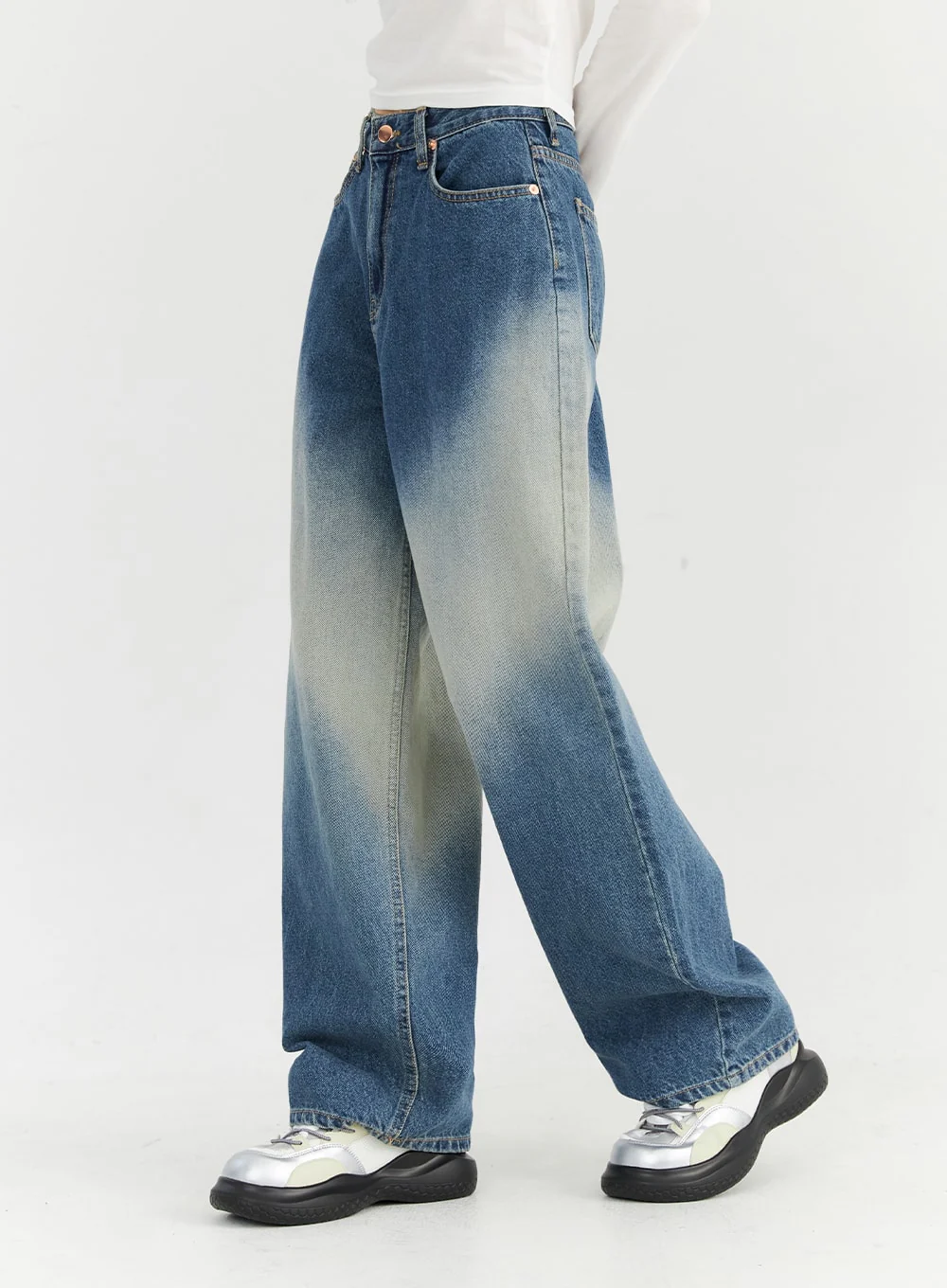 Washed Blue Wide Jeans CN307 - Image 5