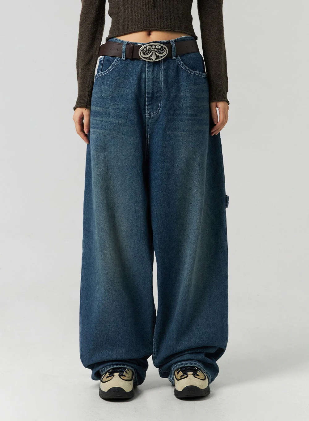 Washed Cotton Wide Leg Jeans CO323 - Image 2