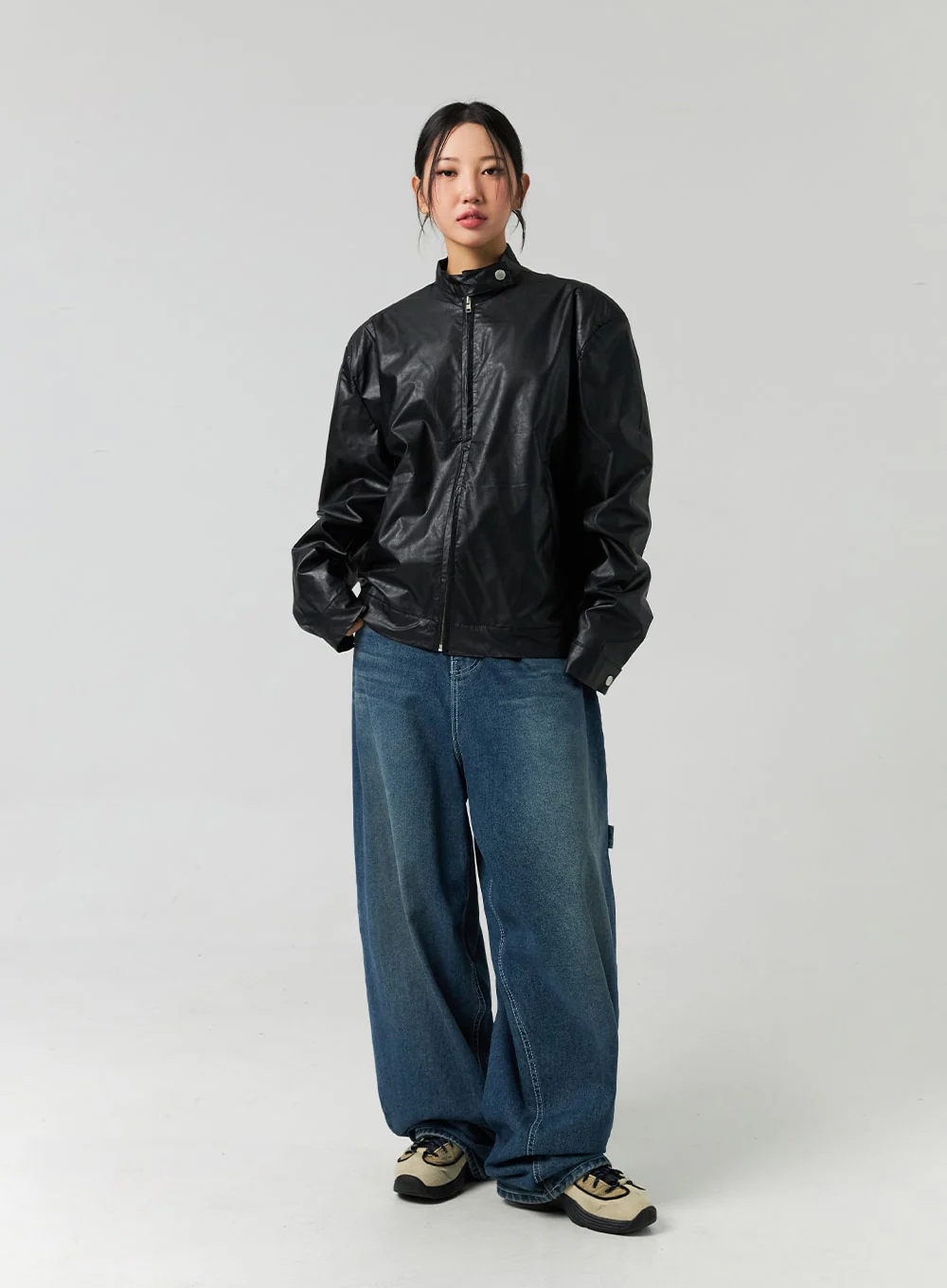 Washed Cotton Wide Leg Jeans CO323 - Image 3