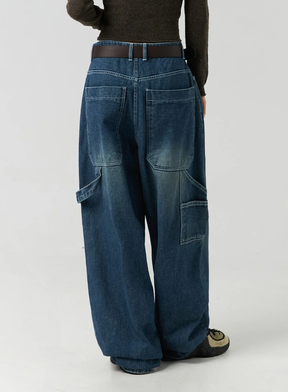 Washed Cotton Wide Leg Jeans CO323 - Image 6