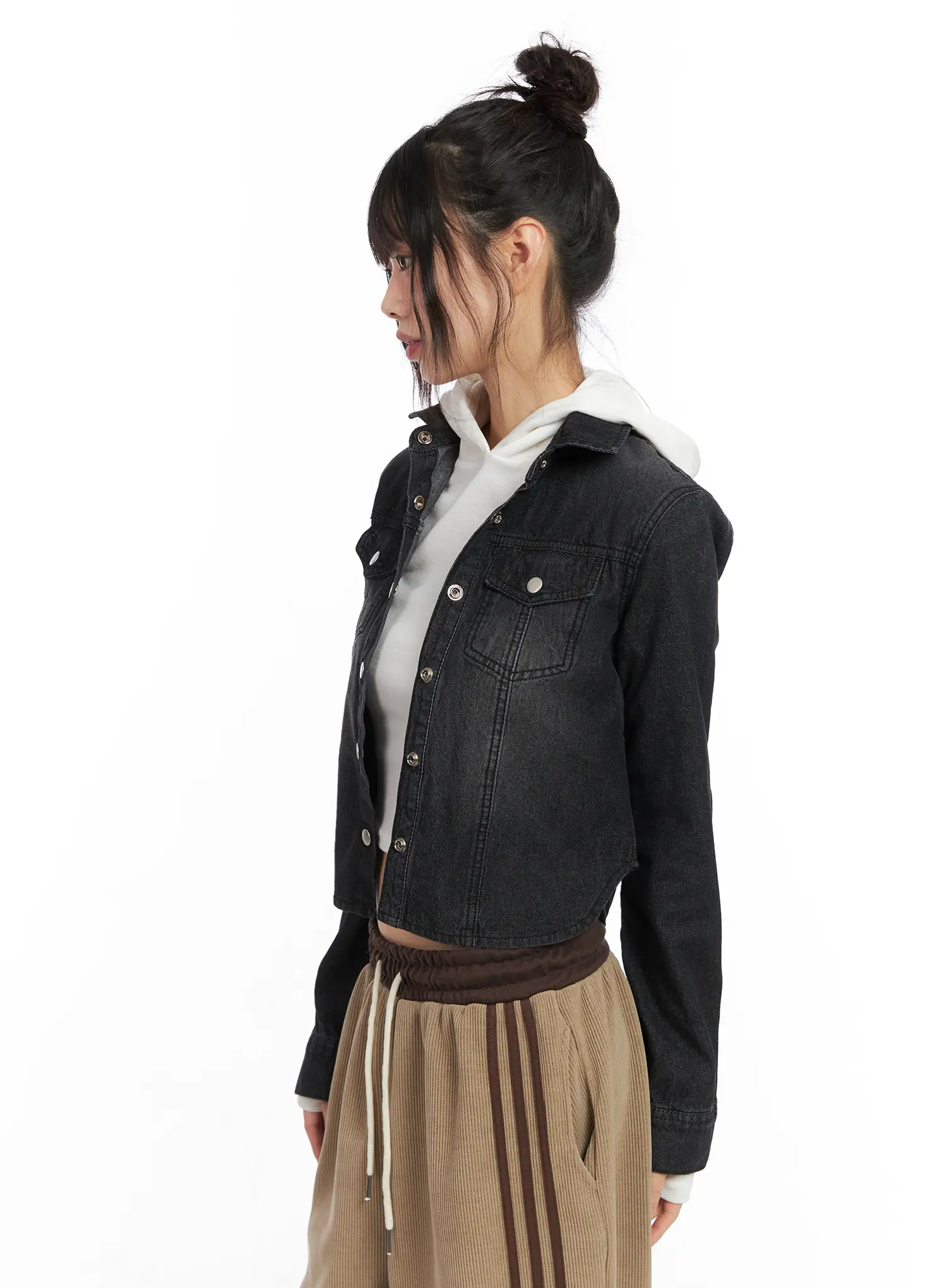 Washed Cropped Denim Jacket CN521 - Image 5