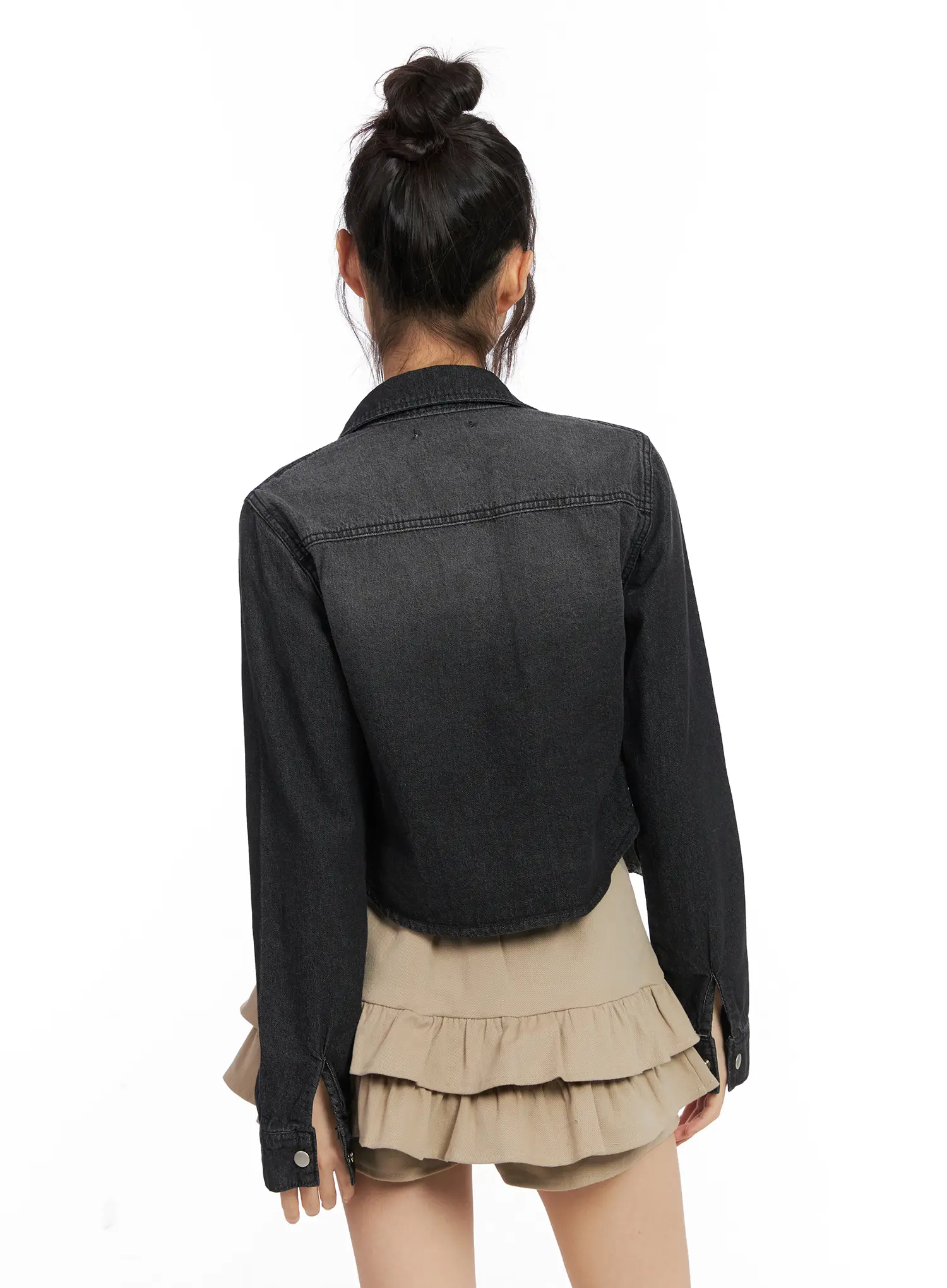 Washed Cropped Denim Jacket CN521 - Image 6