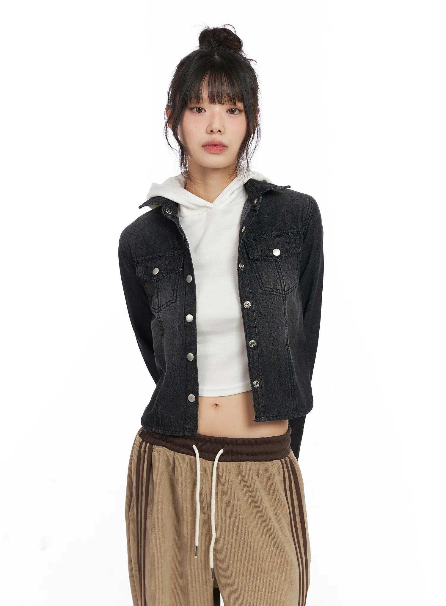 Washed Cropped Denim Jacket CN521 - Image 8