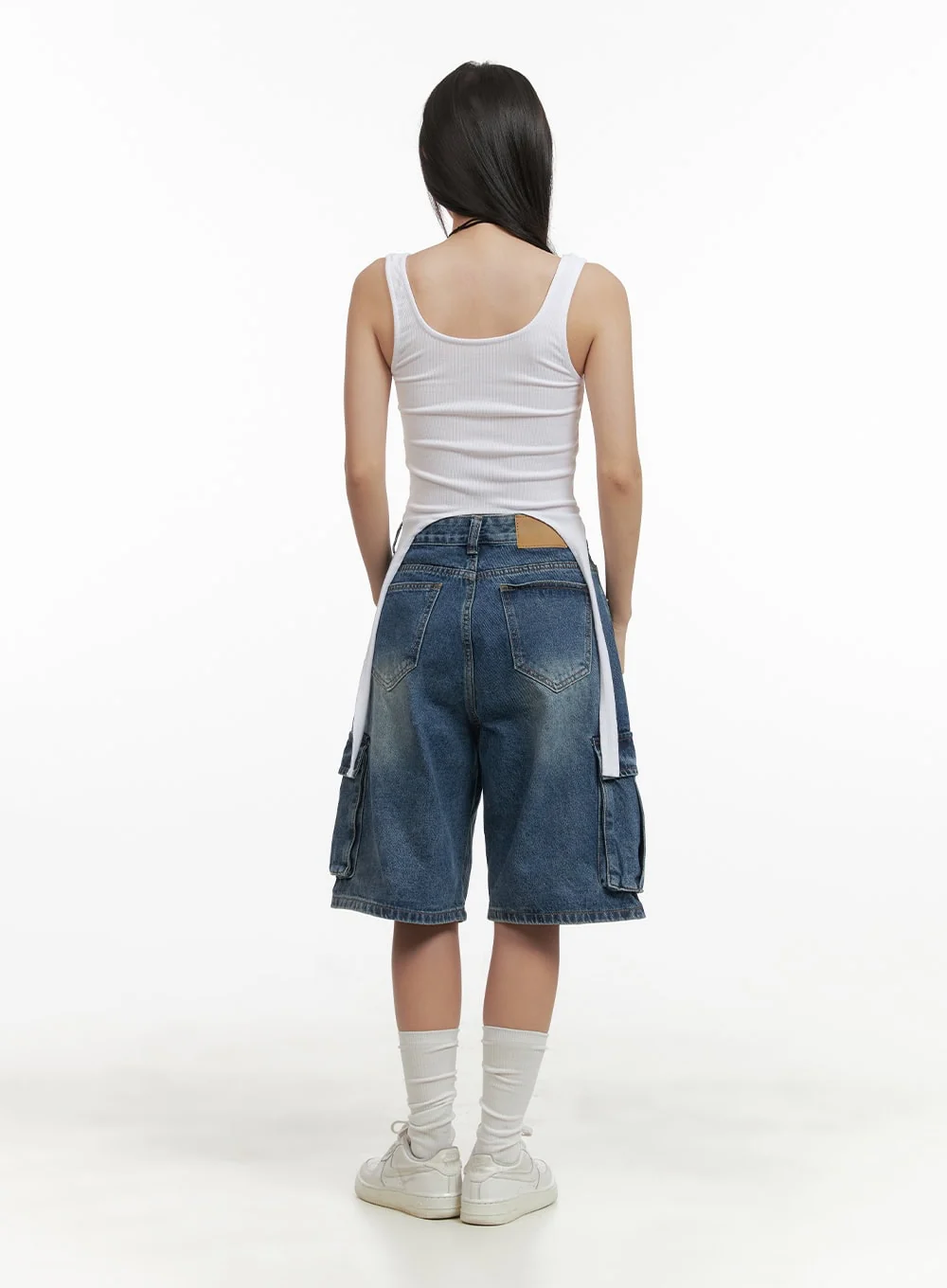 Washed Denim Cargo Jorts CY420 - Image 4