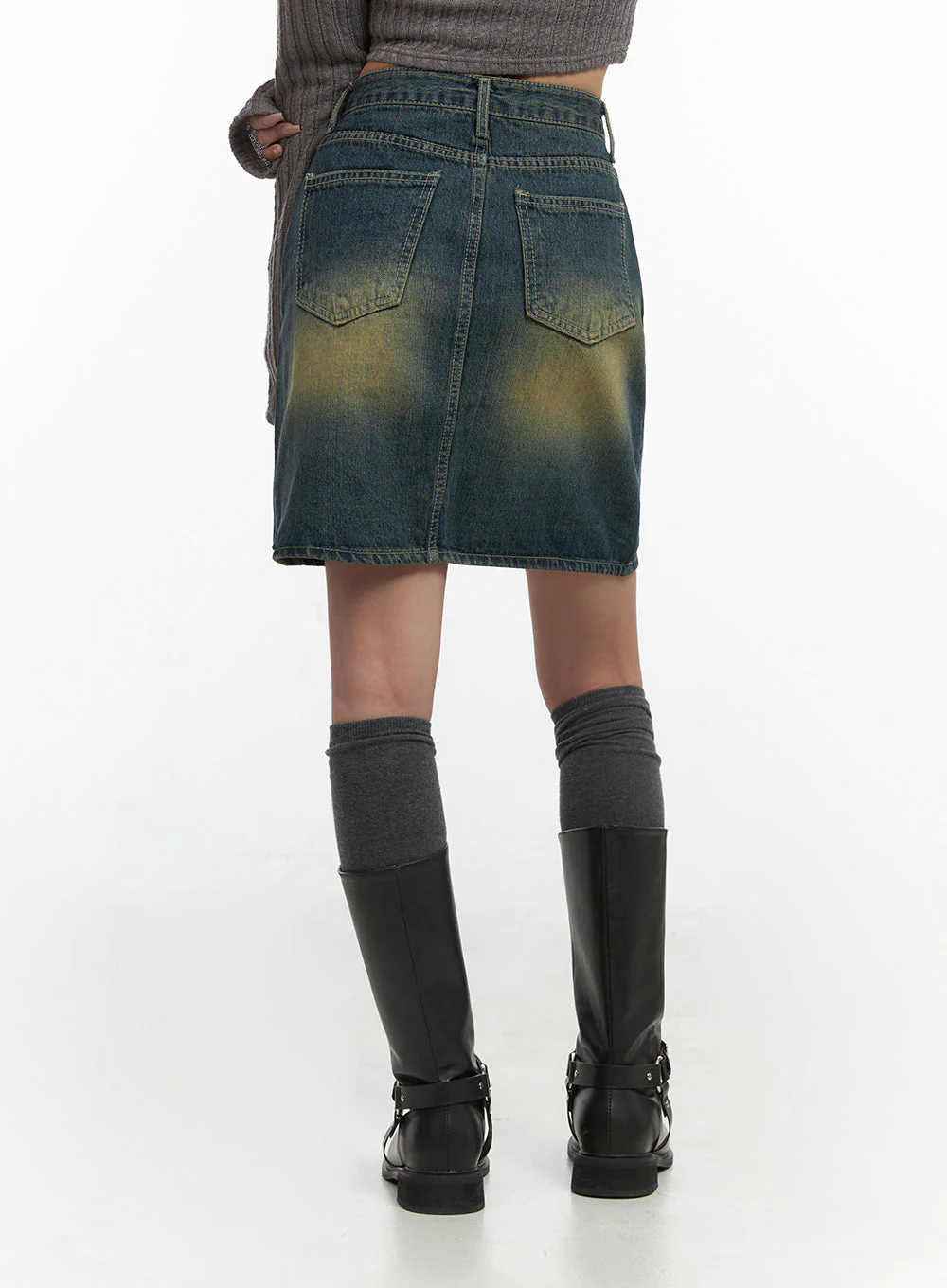 Washed Denim Cotton Midi Skirt CO415 - Image 6